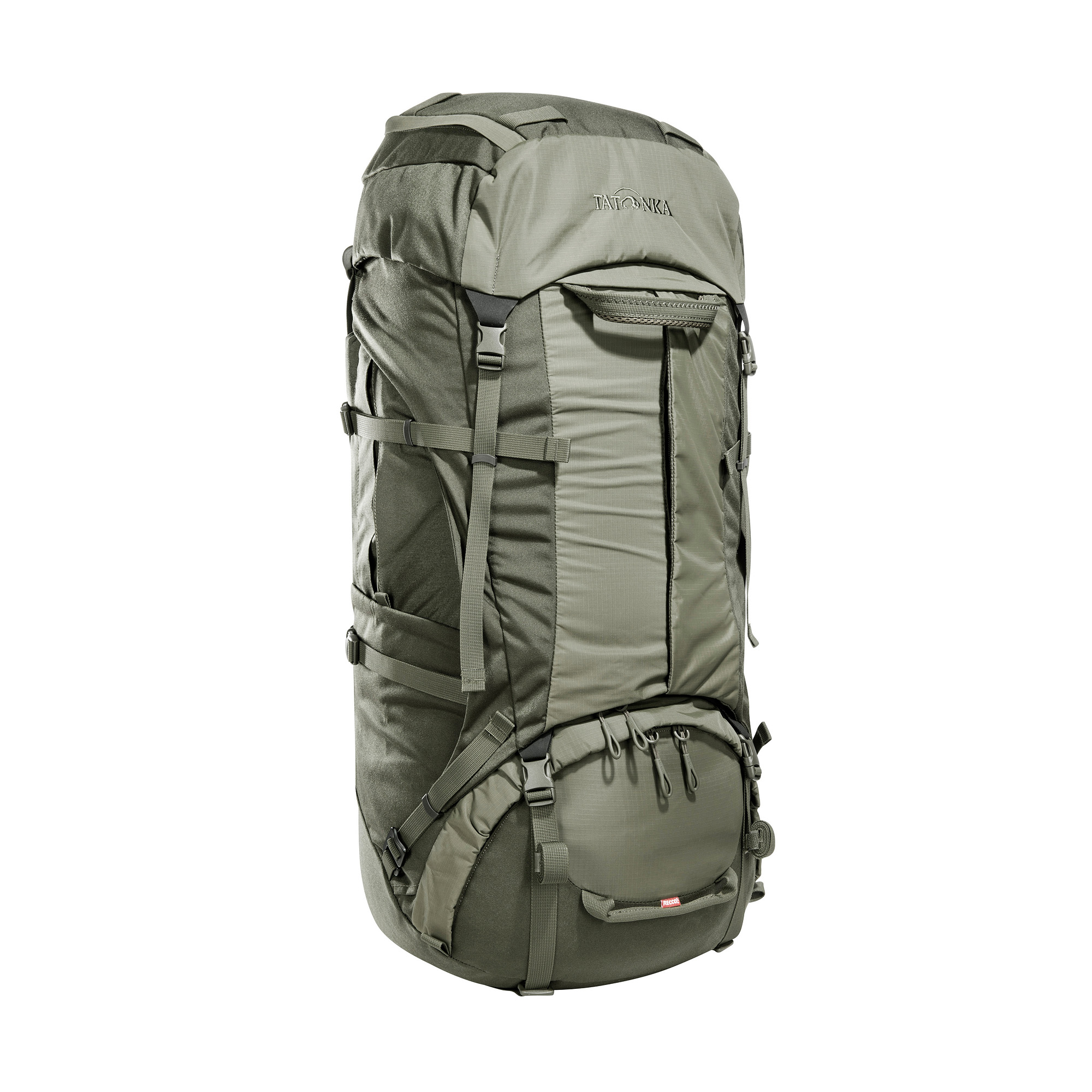 Tatonka Yukon Carrier Pack 55+10 RECCO olive grün Trekkingrucksäcke - Ansicht seitlich-vorne Tasche, Rucksack, Tatonka Yukon Carrier Pack 55+10 RECCO olive grün Trekkingrucksäcke - Ansicht seitlich-vorne