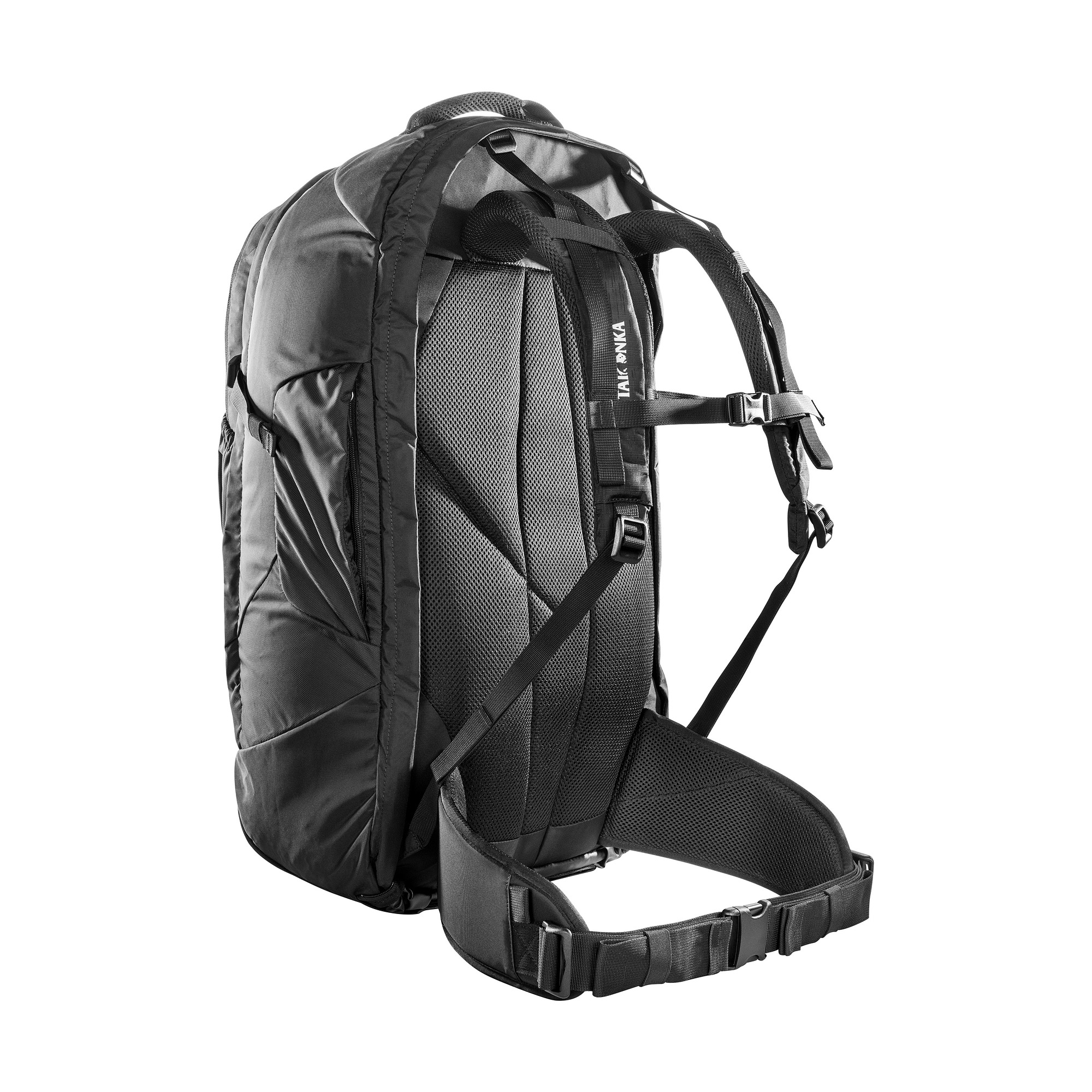 Tatonka Great Escape 60+10 black schwarz Reiserucksäcke - Ansicht seitlich-hinten Tasche, Rucksack, Tatonka Great Escape 60+10 black schwarz Reiserucksäcke - Ansicht seitlich-hinten