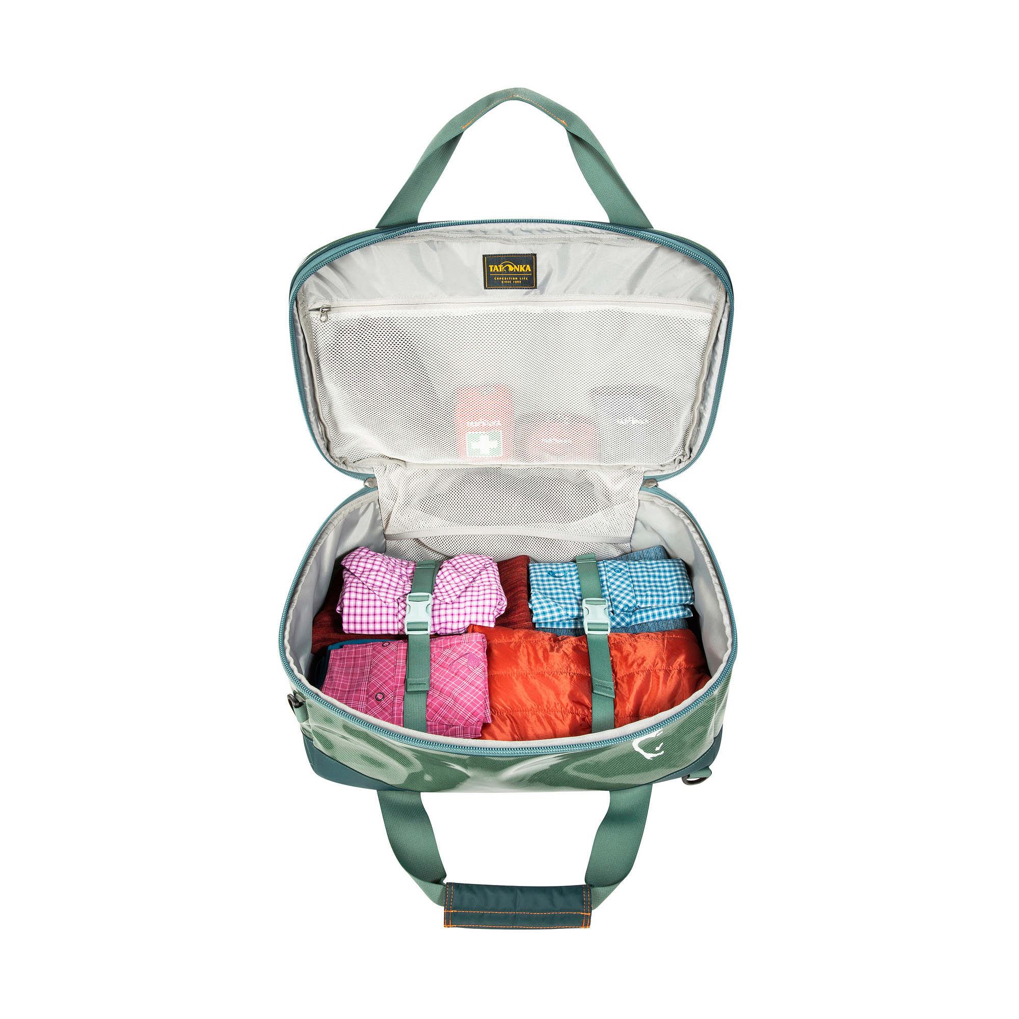 Tatonka Flight Barrel sage green grün Reisetaschen - Detailansicht Erste Hilfe, Tasche, Tatonka Flight Barrel sage green grün Reisetaschen - Detailansicht