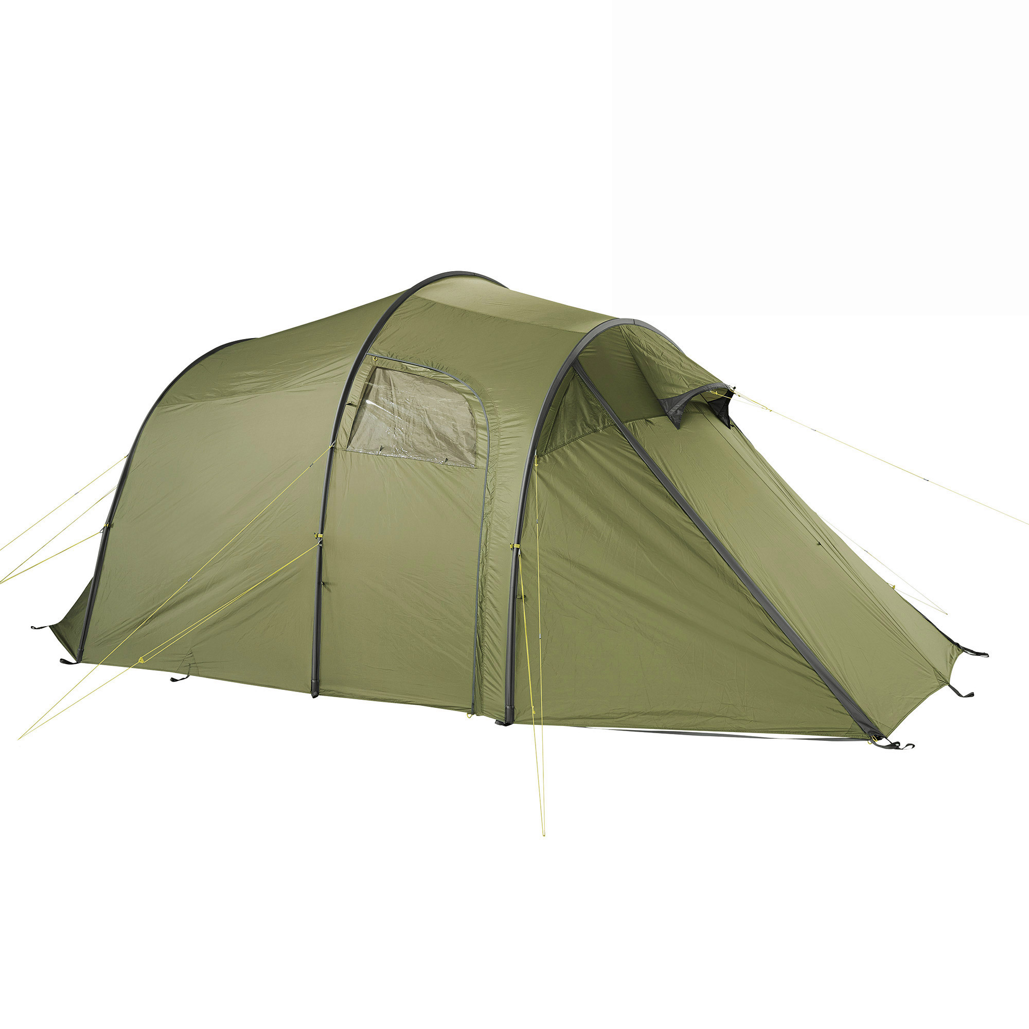 Zelt, Campen, Zelt in den Bergen, Natur, Draußen, Zelt, Campen, Zelt in den Bergen, Natur, Draußen, Zelt, Campen, Zelt in den Bergen, Natur, Draußen, Tatonka Family Camp light olive grün 3-Personen-Zelte - Ansicht seitlich-vorne