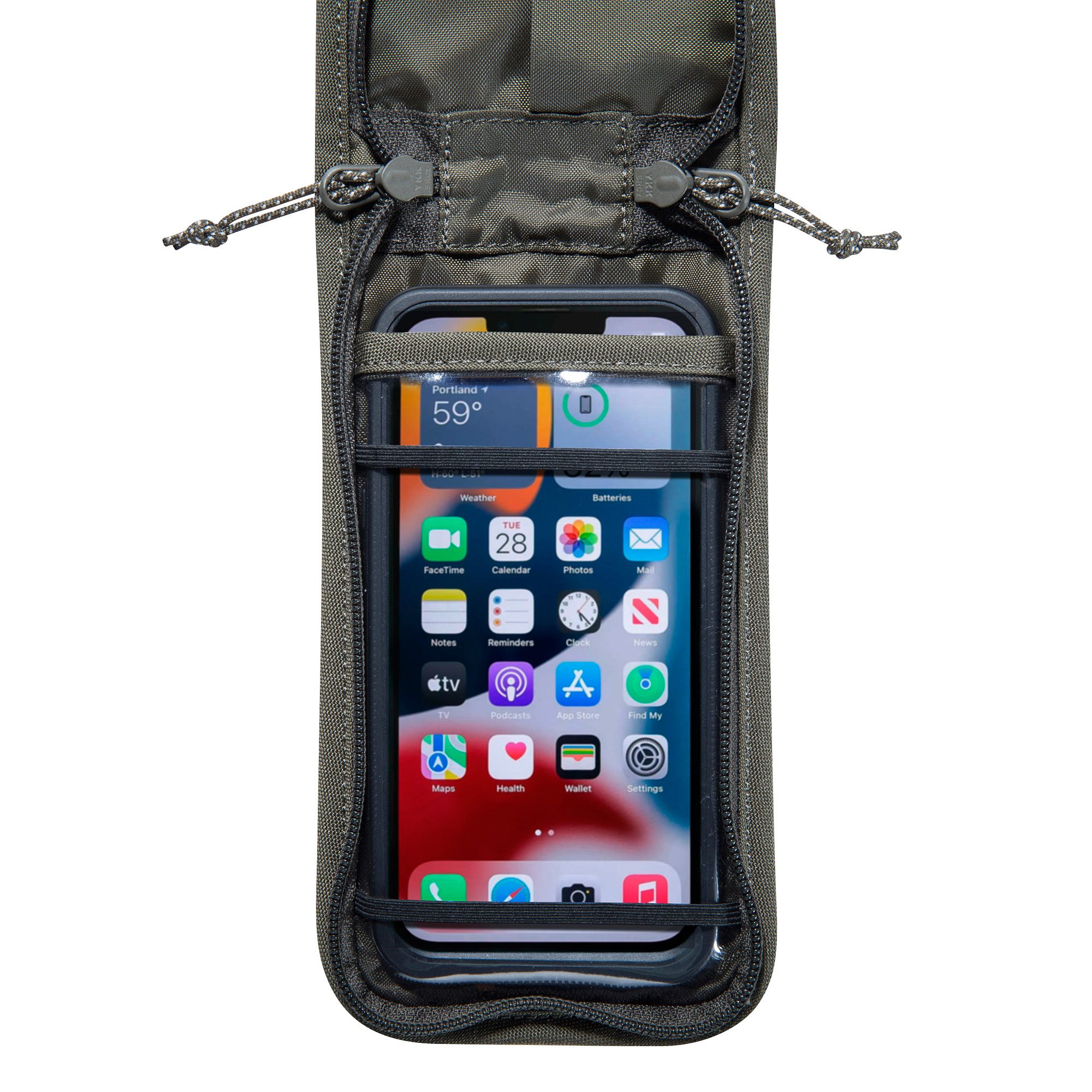 smartphone-tasche, handyhalter, handy, techniktasche, reissverschlussfach, Tatonka Smartphone Pouch 6,9" BC stone grey olive grau - Detailansicht