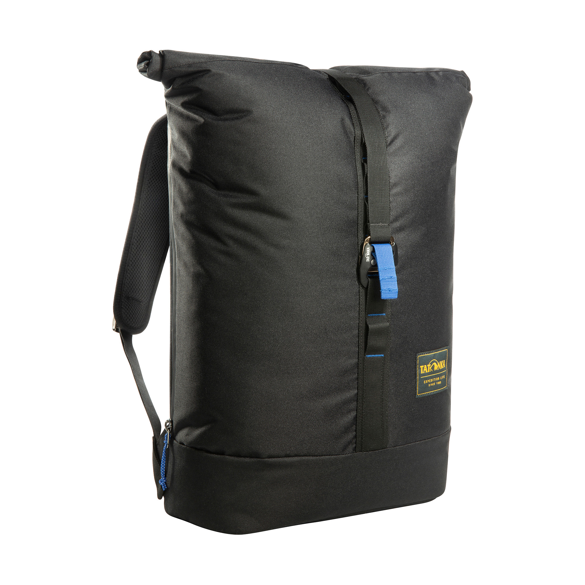 Tatonka City Rolltop black schwarz Tagesrucksäcke - Ansicht seitlich-vorne Tasche, Rucksack, Tatonka City Rolltop black schwarz Tagesrucksäcke - Ansicht seitlich-vorne