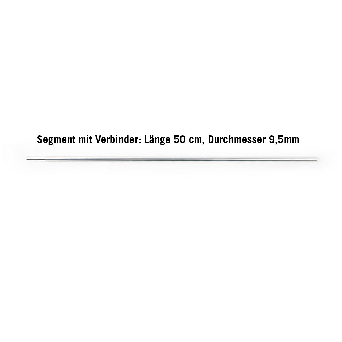 Tatonka Segment mit Verbinder - Länge 50 cm /Ø 9,5 mm Zeltersatzteile - Ansicht seitlich-vorne Seite, Text, Tatonka Segment mit Verbinder - Länge 50 cm /Ø 9,5 mm Zeltersatzteile - Ansicht seitlich-vorne