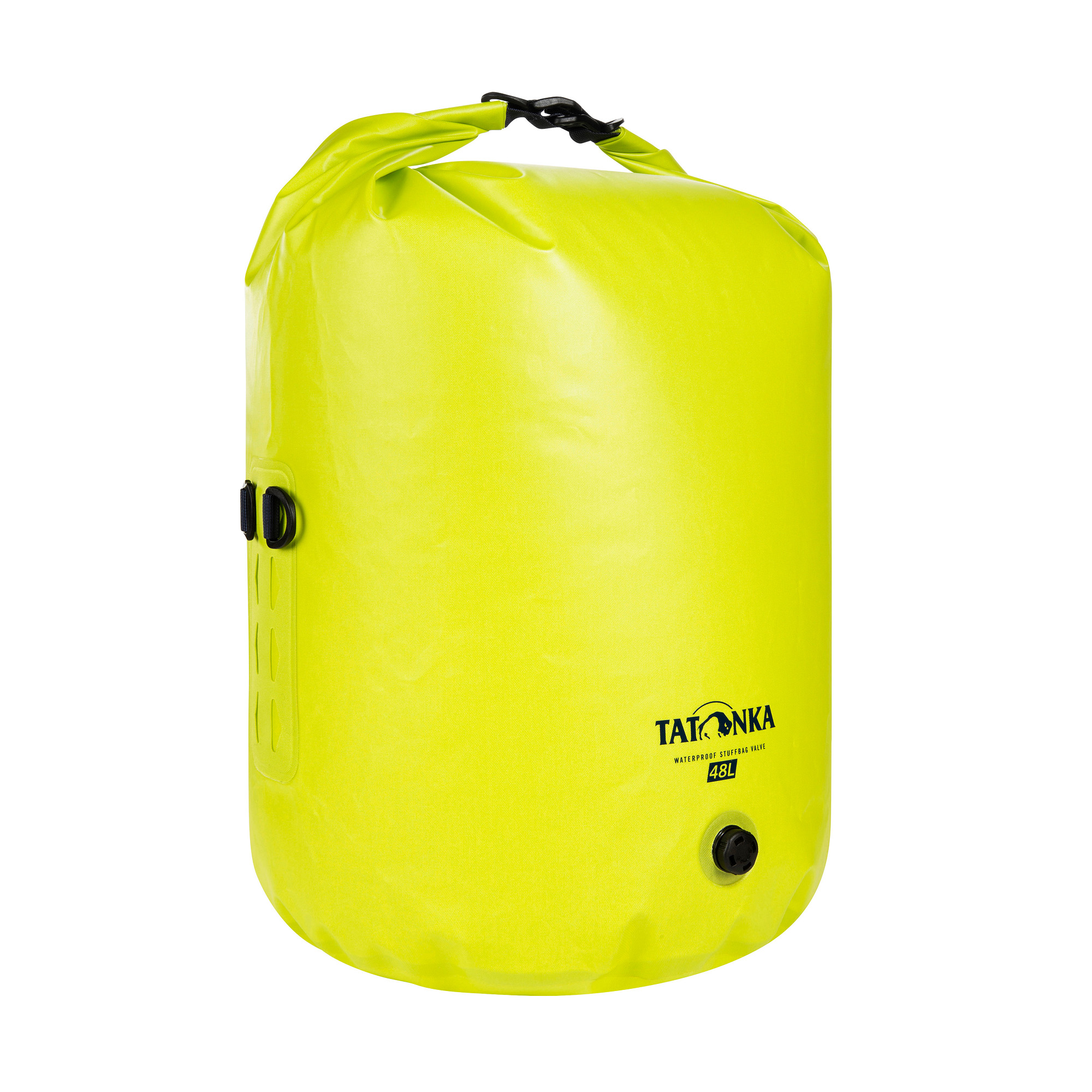 Tatonka WP Stuffbag Valve 48l lime gelb Reisezubehör - Ansicht seitlich-vorne Tasche, Tatonka WP Stuffbag Valve 48l lime gelb Reisezubehör - Ansicht seitlich-vorne