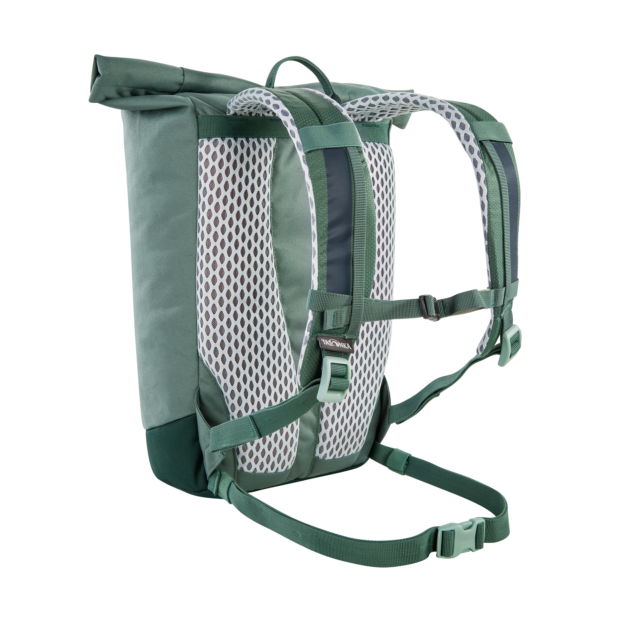 Tasche, Rucksack, Tatonka Rolltop Pack JR 14 sage green grün Kinderrucksäcke - Ansicht seitlich-hinten