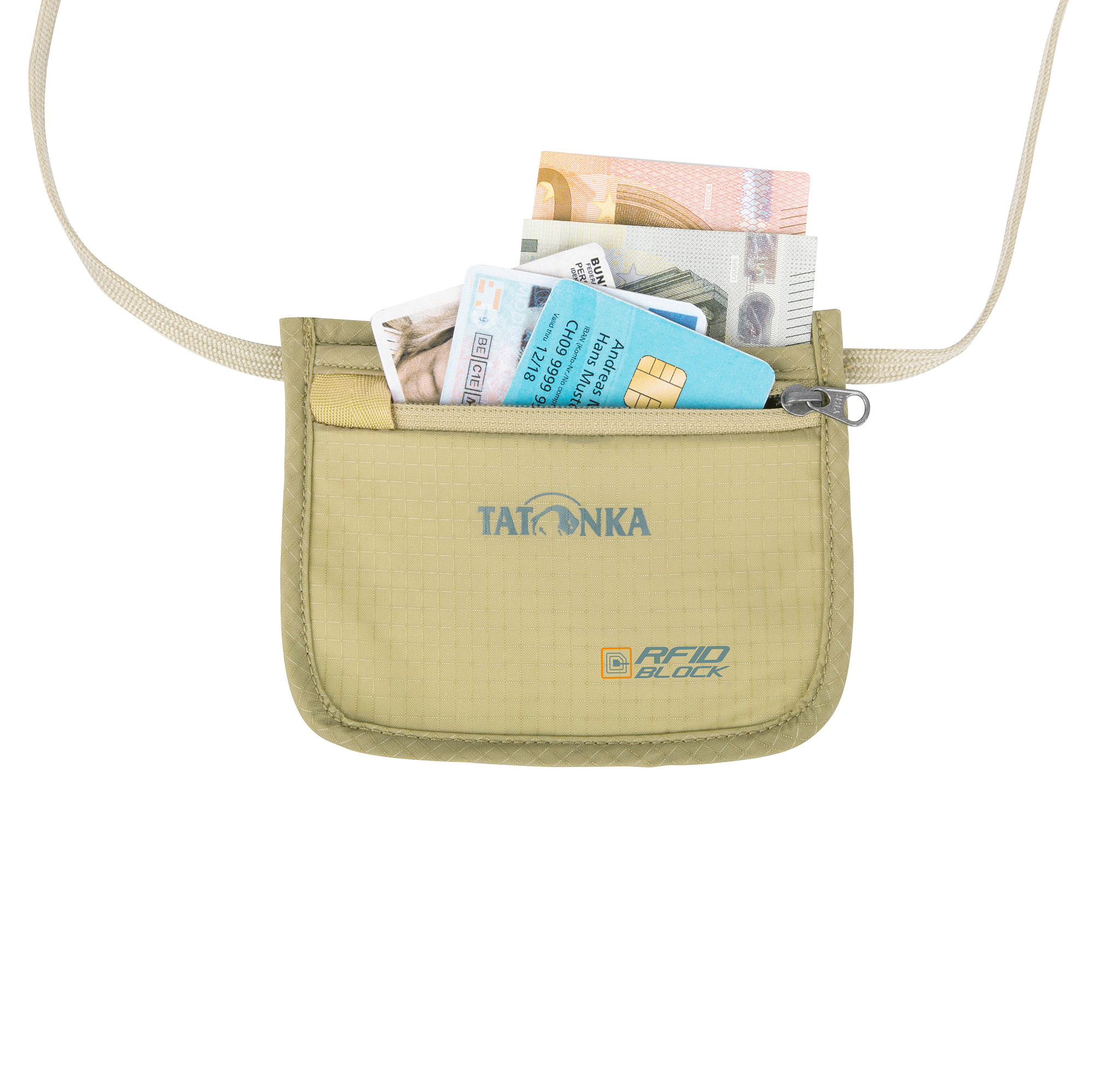 Tatonka Skin ID Pocket RFID Block natural silber Brustbeutel - Ansicht frontal-hinten Zubehor, Tasche, Handtasche, Geldbörse, Tatonka Skin ID Pocket RFID Block natural silber Brustbeutel - Ansicht frontal-hinten