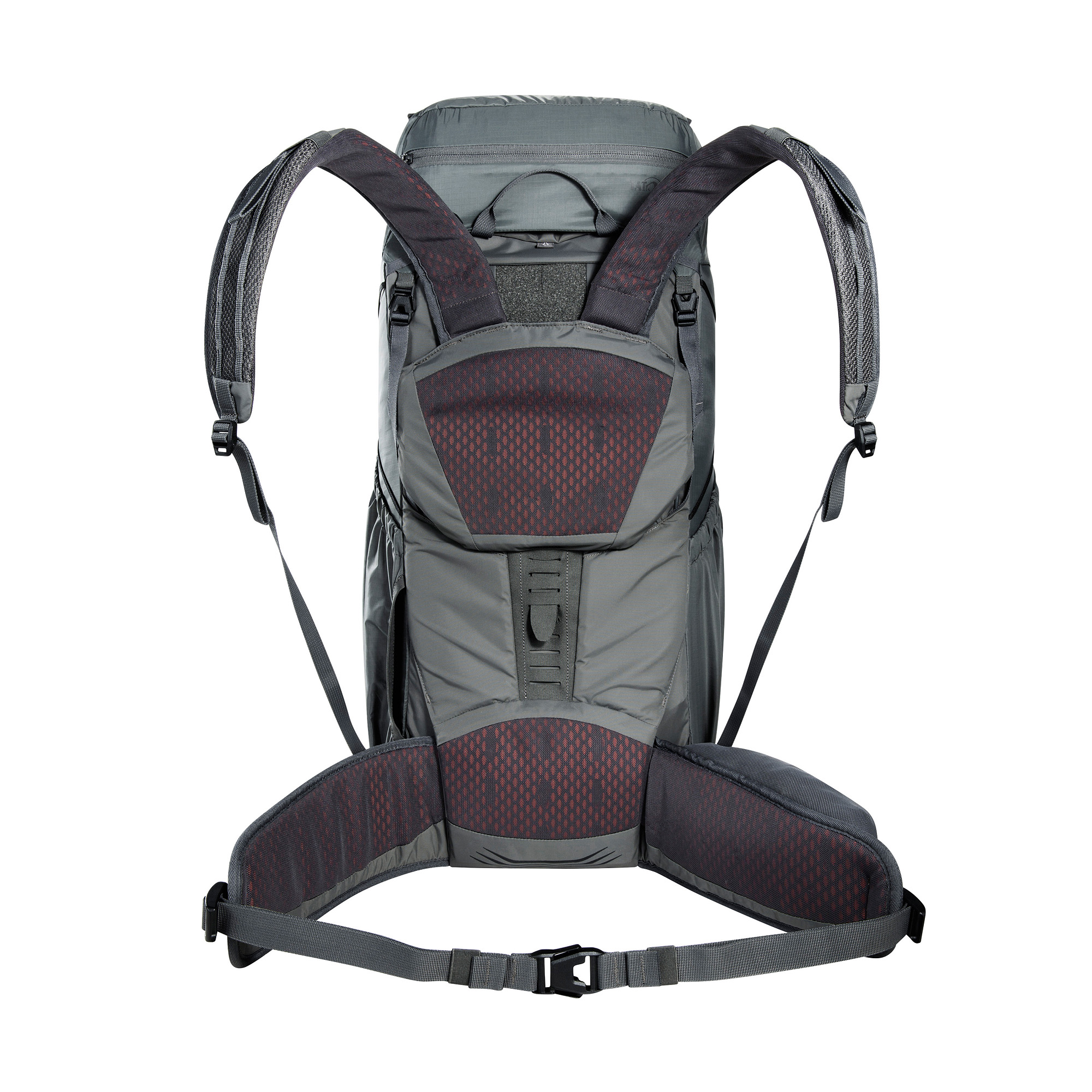 Rucksack, Kamerarucksack, Tragriemen, Gepolsterte Rückenpartie, Seitentaschen, Tatonka Pyrox Lite 48+10 titan grey grau - Detailansicht