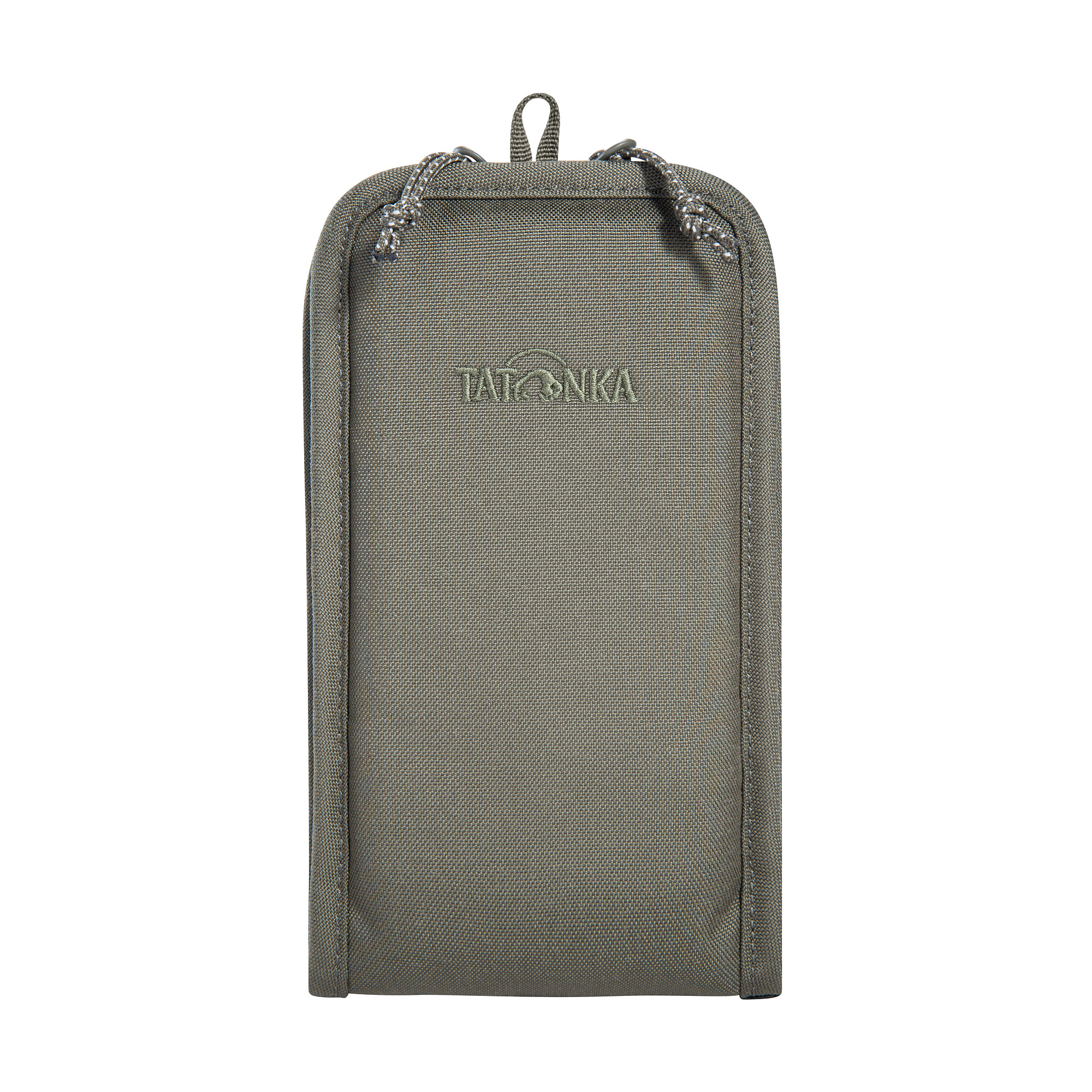 Beuteltasche, Tasche, Schutzhülle, Reißverschluss, Kompakt, Tatonka Smartphone Pouch 6,9" BC stone grey olive grau - Ansicht frontal-vorne