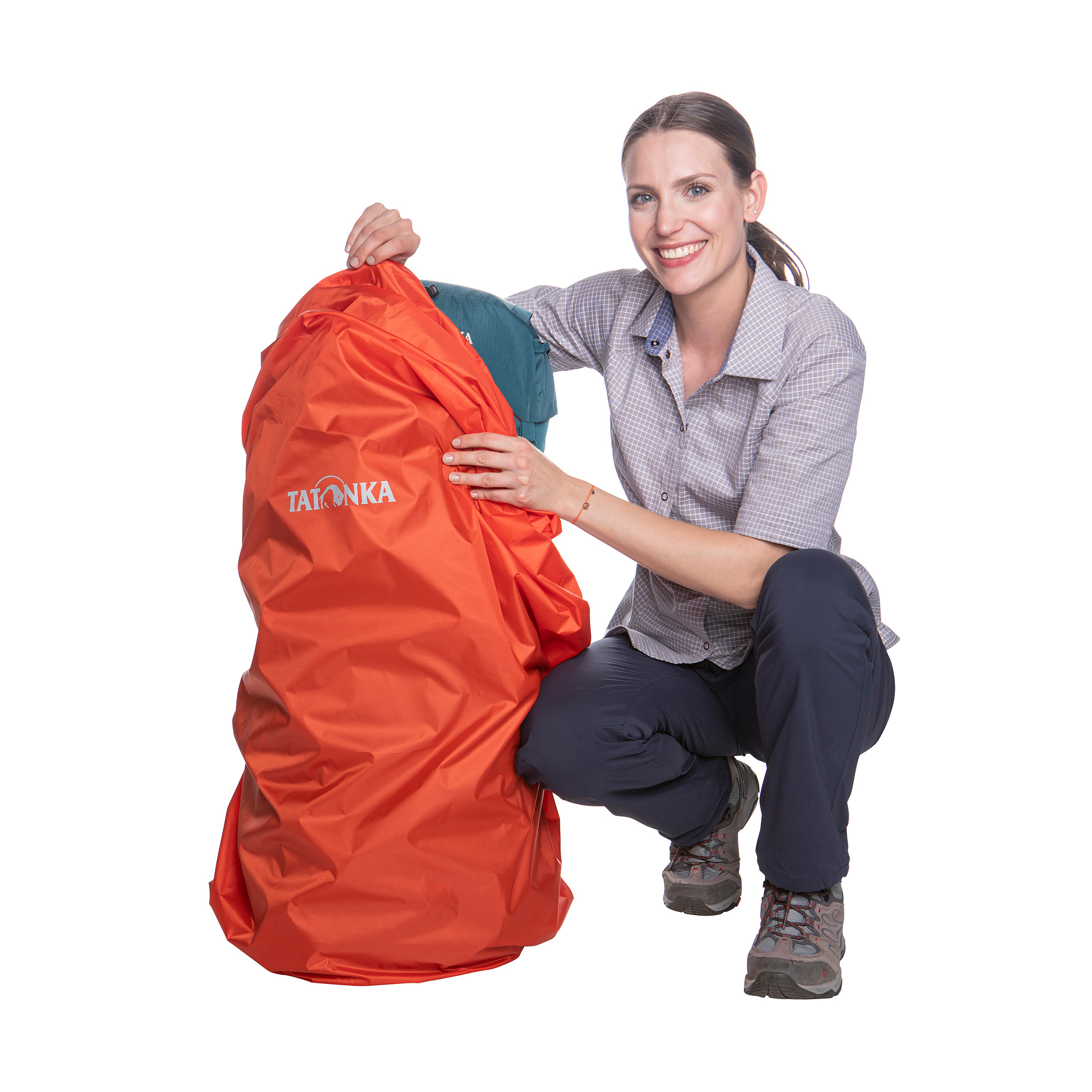 Tatonka Rain Cover 70-90l red orange rot Rucksack-Zubehör - Detailansicht Bekleidung, Mantel, Schuh, Person, Tasche, Tatonka Rain Cover 70-90l red orange rot Rucksack-Zubehör - Detailansicht