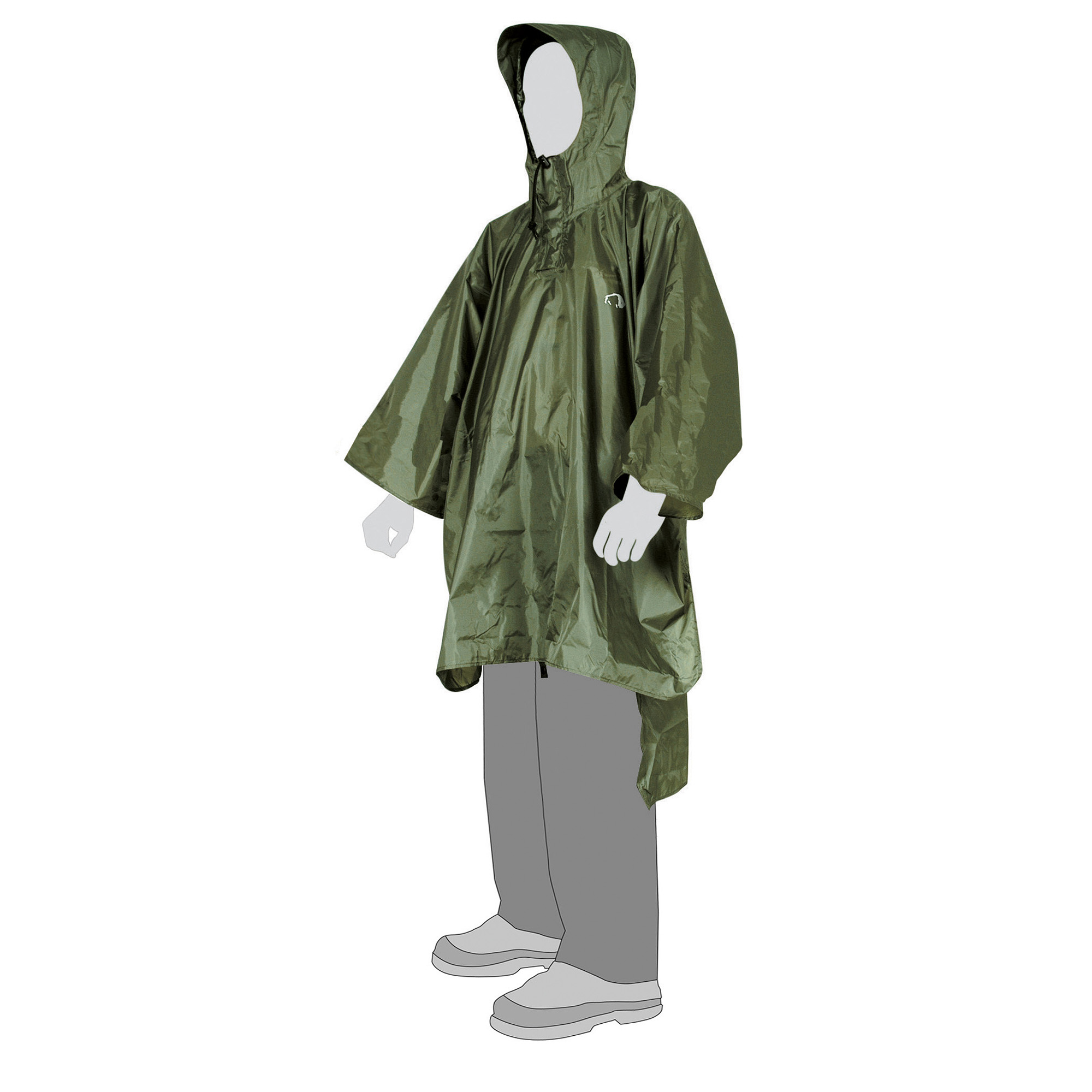 Tatonka Poncho 1 (XS-S) cub grün Regenponchos - Ansicht seitlich-vorne Bekleidung, Mantel, Modisch, Person, Tatonka Poncho 1 (XS-S) cub grün Regenponchos - Ansicht seitlich-vorne