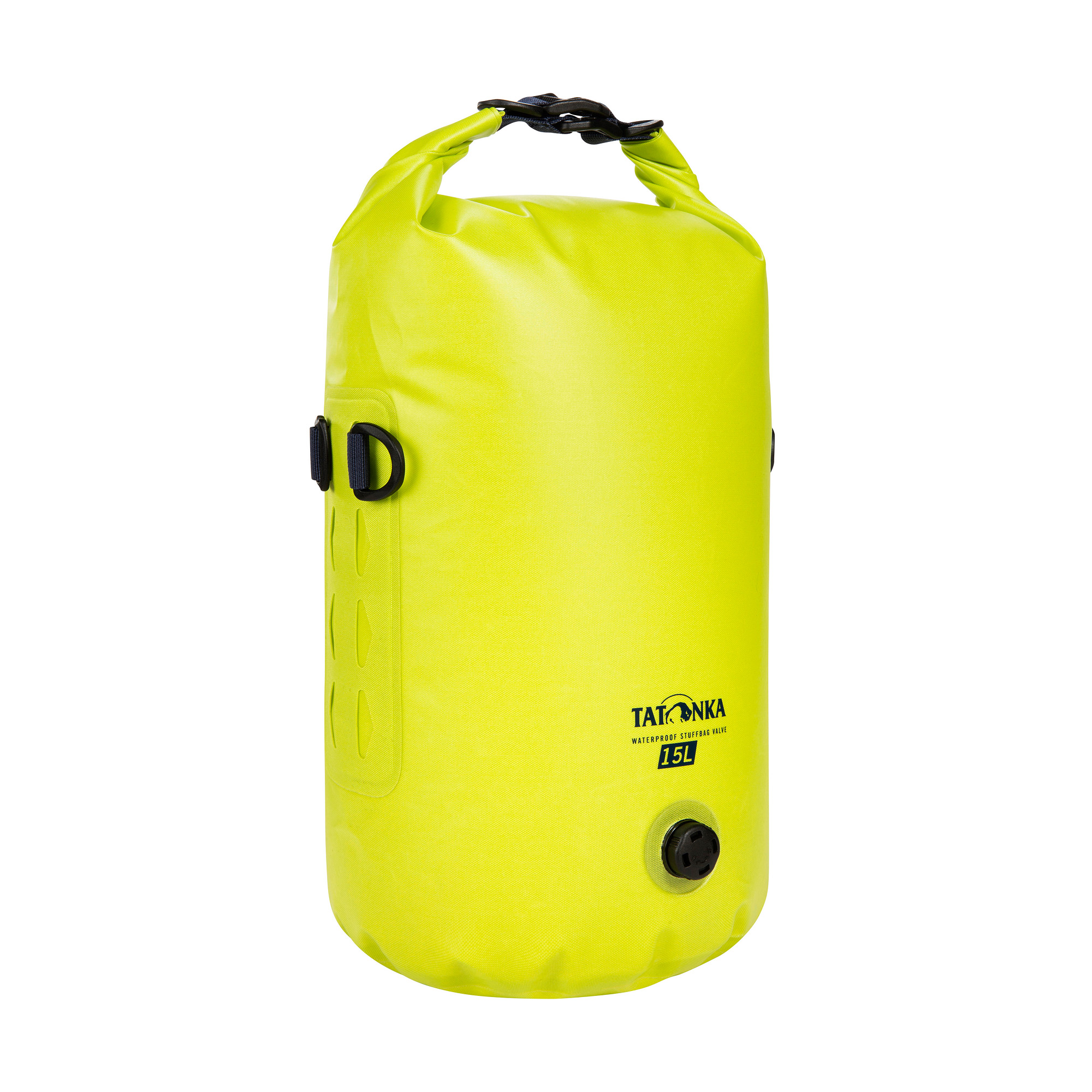 Tatonka WP Stuffbag Valve 15l lime gelb Reisezubehör - Ansicht seitlich-vorne Tasche, Zubehör, Handtasche, Tatonka WP Stuffbag Valve 15l lime gelb Reisezubehör - Ansicht seitlich-vorne