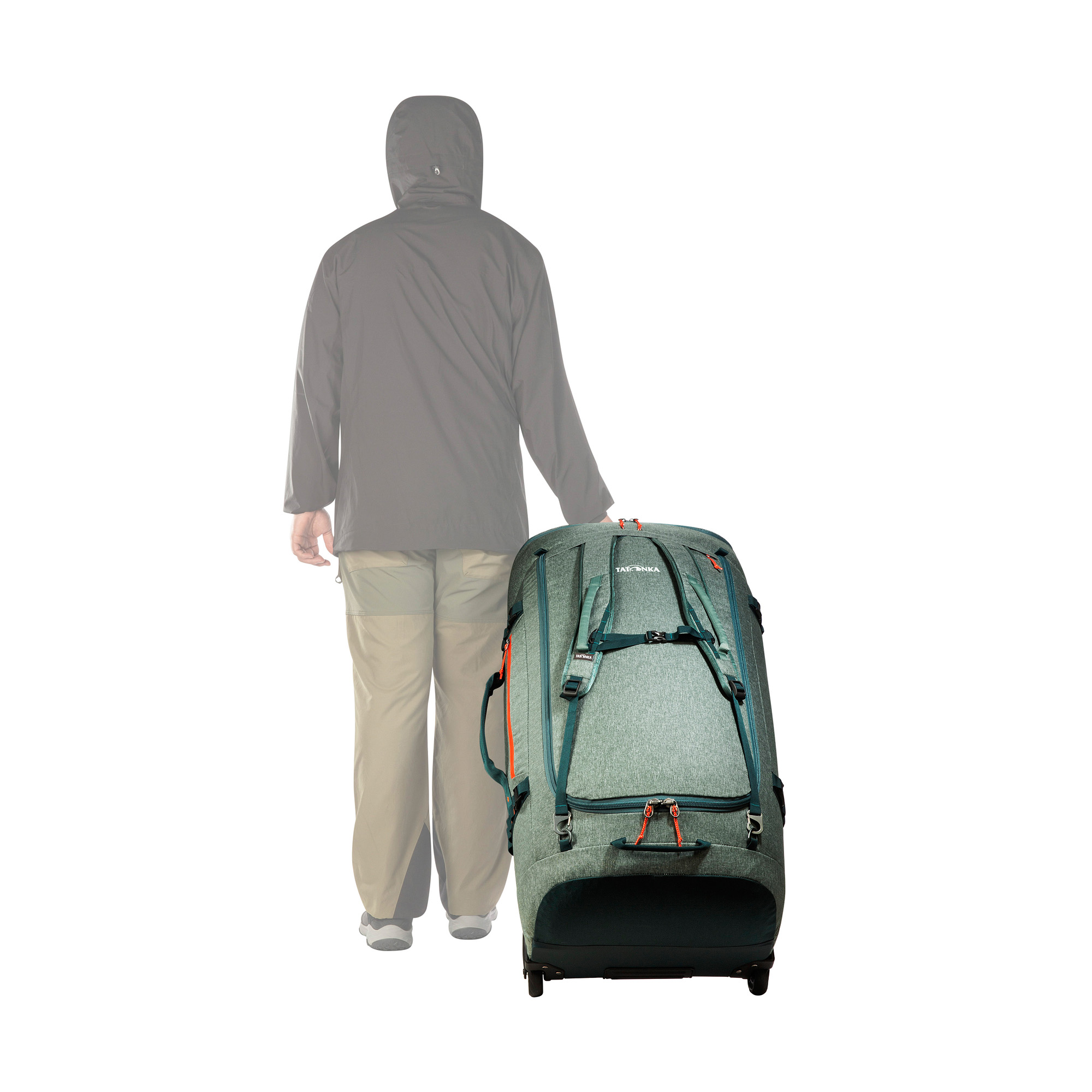 Tatonka Duffle Roller 140 sage green grün Trolleys & Koffer - Detailansicht Kapuzenpulli, Erwachsener, Männlich, Mann, Person, Tatonka Duffle Roller 140 sage green grün Trolleys & Koffer - Detailansicht