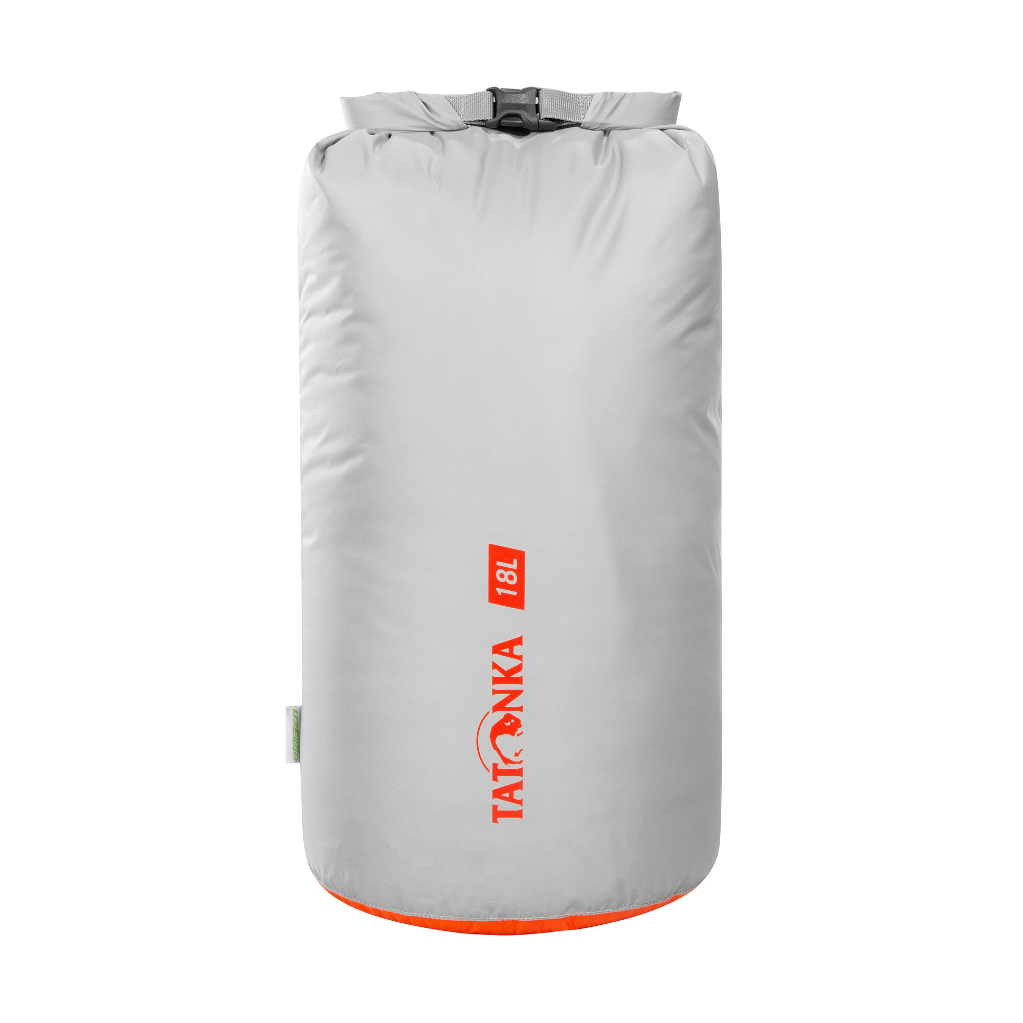 Tatonka Dry Sack 18l grey grau Rucksack-Zubehör - Ansicht seitlich-vorne Tasche, Zylinder, Tatonka Dry Sack 18l grey grau Rucksack-Zubehör - Ansicht seitlich-vorne