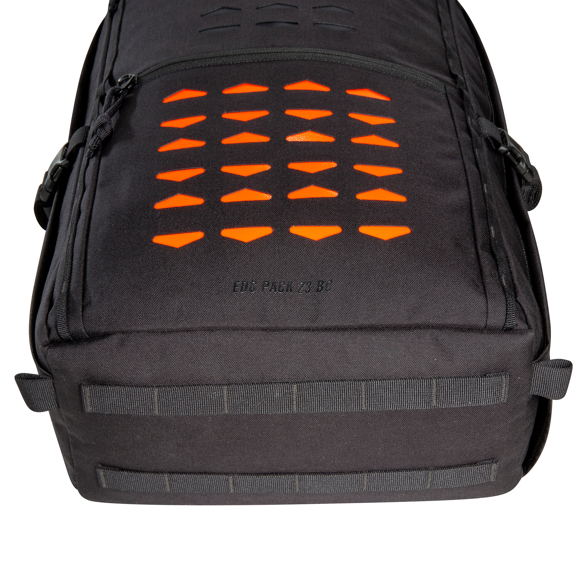 Rucksack, Tagesrucksack, Rucksack mit orangen Akzenten, Mesh-Panel, Wanderrucksack, Tatonka EDC Pack 23 BC black schwarz - Detailansicht
