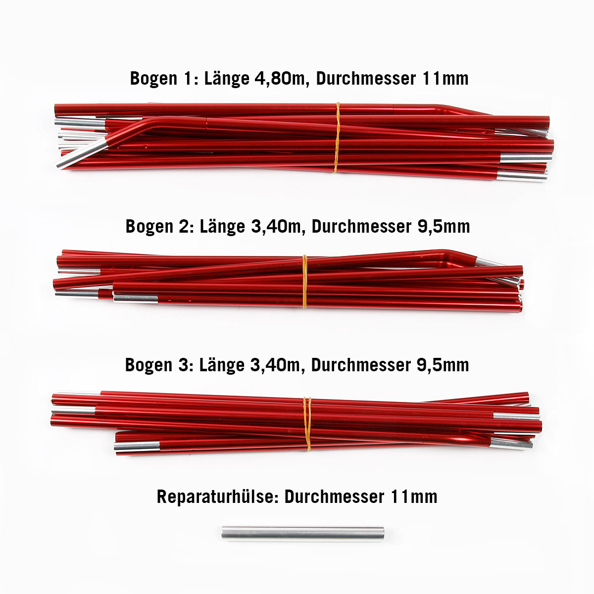 Tatonka Alaska 3+ Gestängeset Zeltersatzteile - Ansicht seitlich-vorne Tatonka Alaska 3+ Gestängeset Zeltersatzteile - Ansicht seitlich-vorne