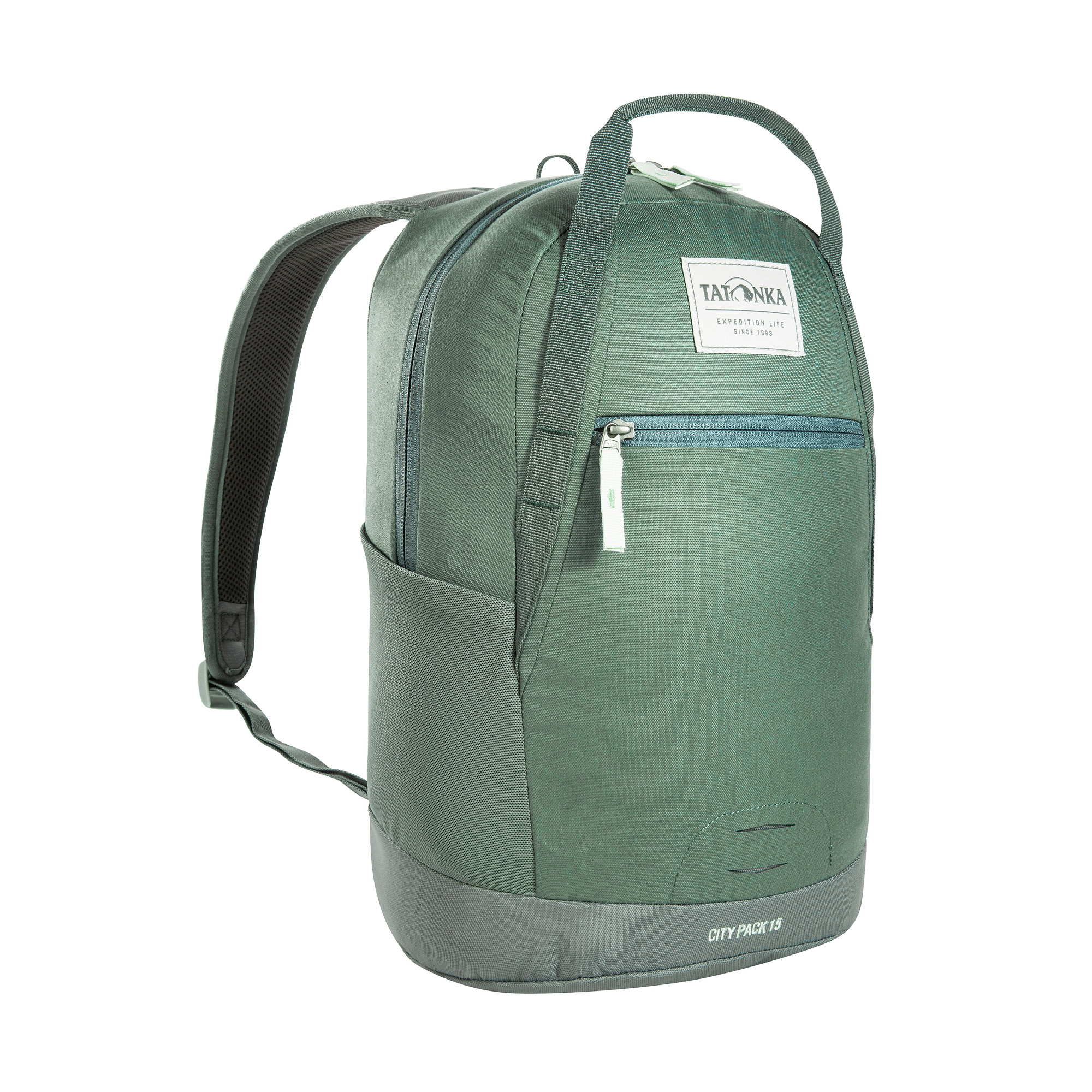 Tatonka City Pack 15 Kapok sage green grün Tagesrucksäcke - Ansicht seitlich-vorne Tasche, Rucksack, Tatonka City Pack 15 Kapok sage green grün Tagesrucksäcke - Ansicht seitlich-vorne