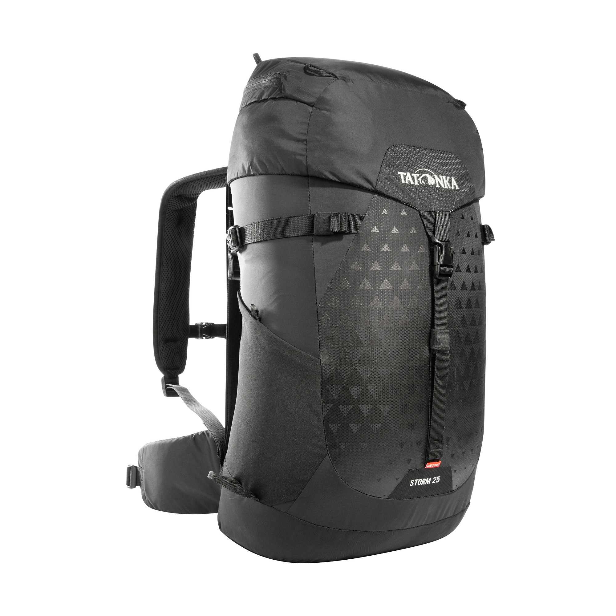 Tatonka Storm 25 RECCO black schwarz Wanderrucksäcke - Ansicht seitlich-vorne Tasche, Rucksack, Tatonka Storm 25 RECCO black schwarz Wanderrucksäcke - Ansicht seitlich-vorne
