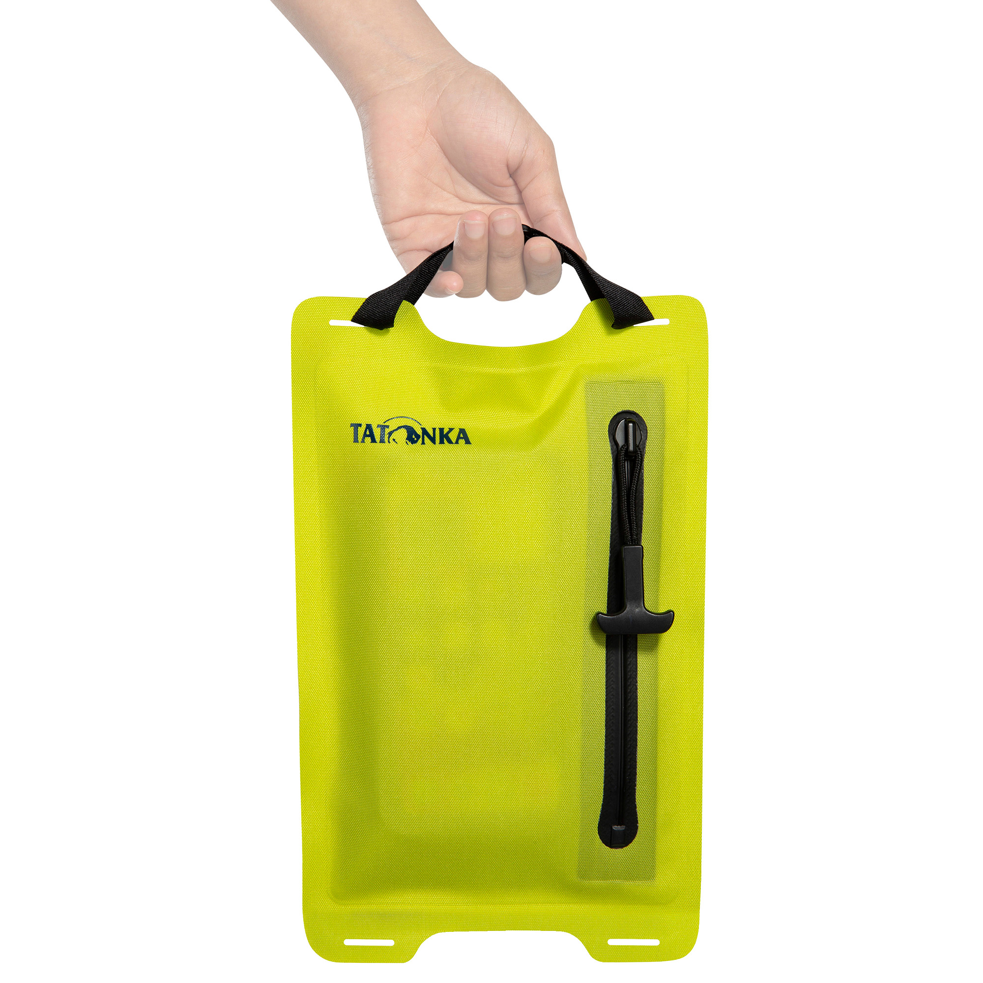 neoprenbeutel, wasserdichte tasche, neon gelb, tragetasche, reissverschluss-seil, Tatonka WP Zip Neck Pouch M lime gelb - Detailansicht