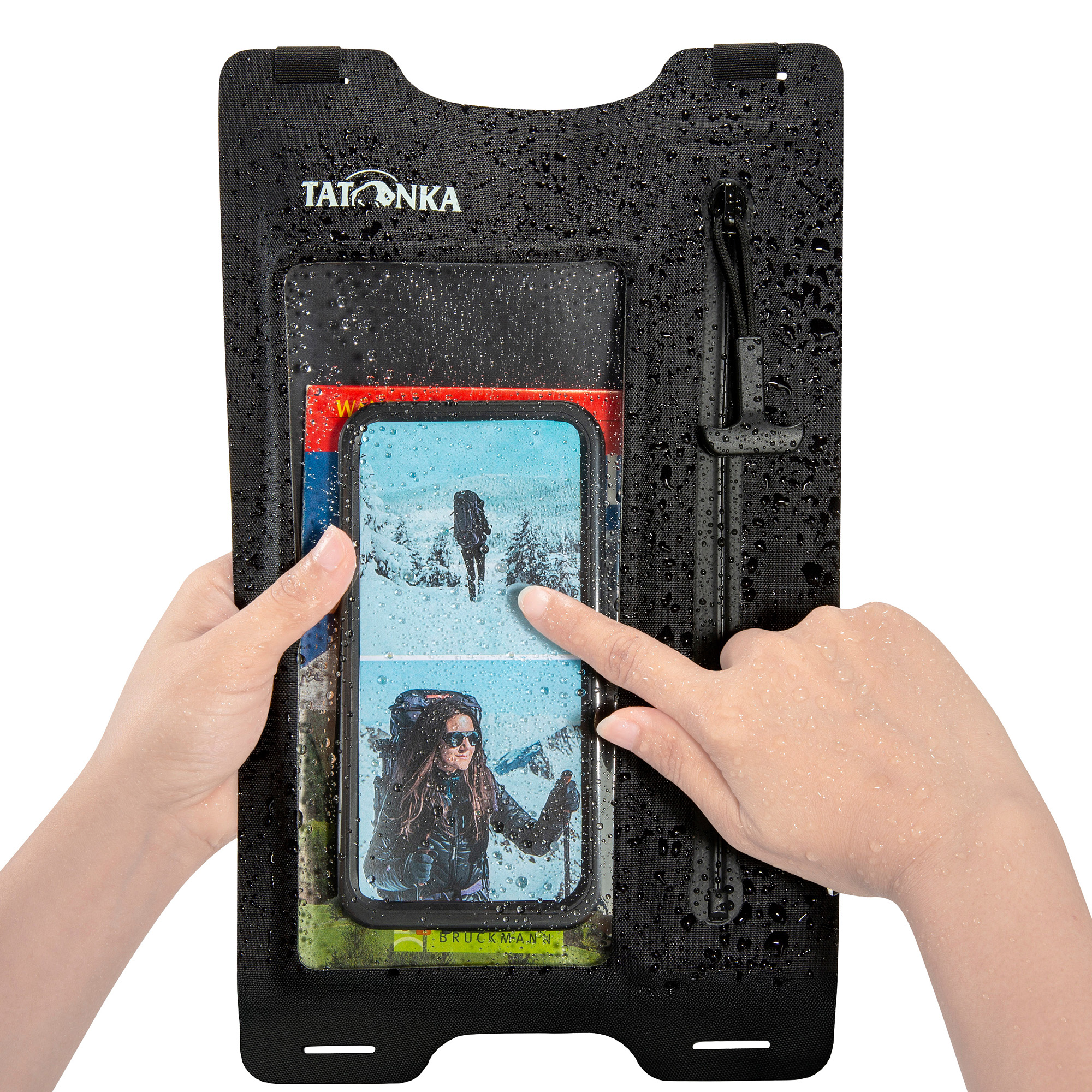Taschenhalter, Hülle, Smartphone-Halterung, Wasserfest, Mobile Tasche, Tatonka WP Zip Neck Pouch L black schwarz - Detailansicht