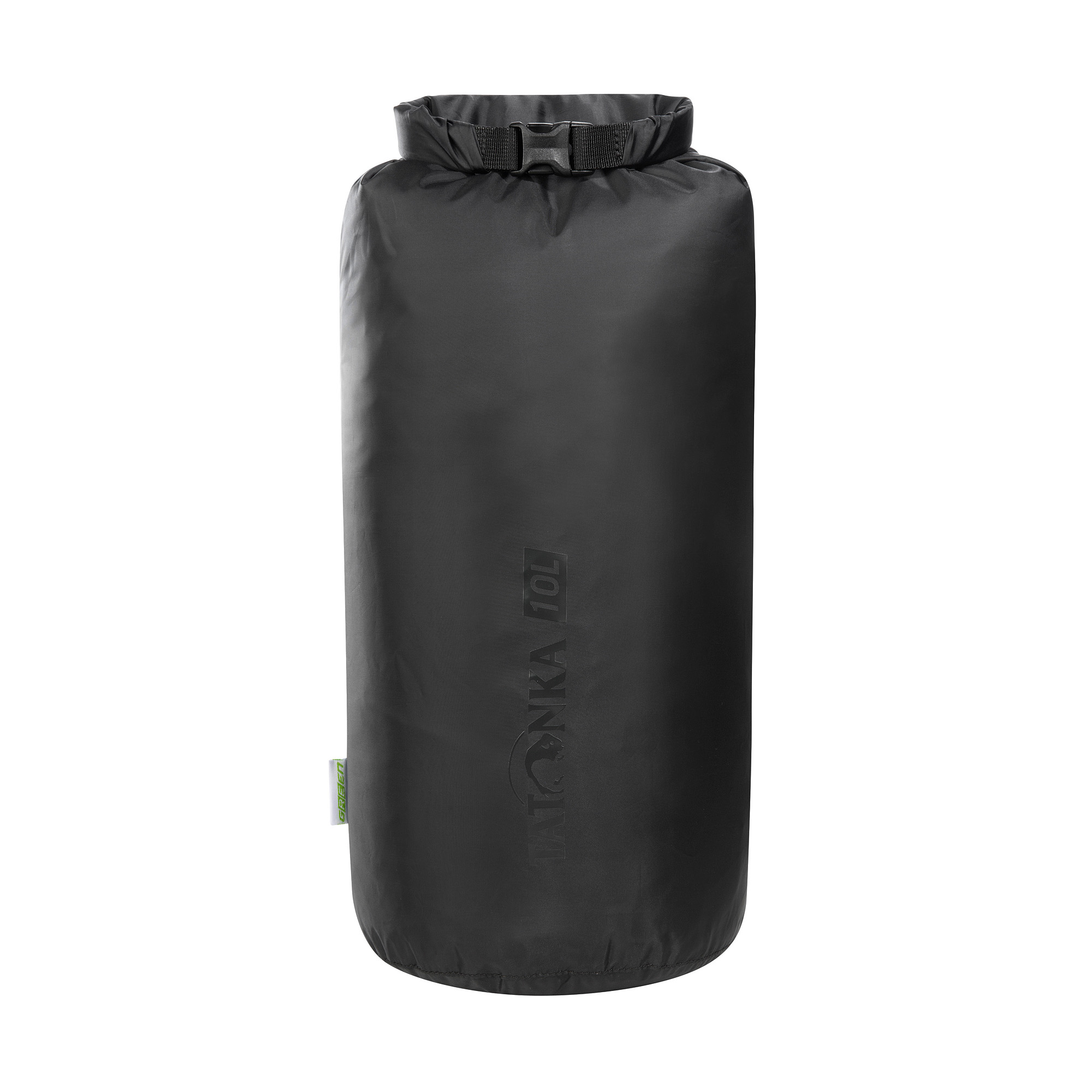 Tatonka Dry Sack 10l black schwarz Reisezubehör - Ansicht seitlich-vorne Zylinder, Tasche, Flasche, Tatonka Dry Sack 10l black schwarz Reisezubehör - Ansicht seitlich-vorne