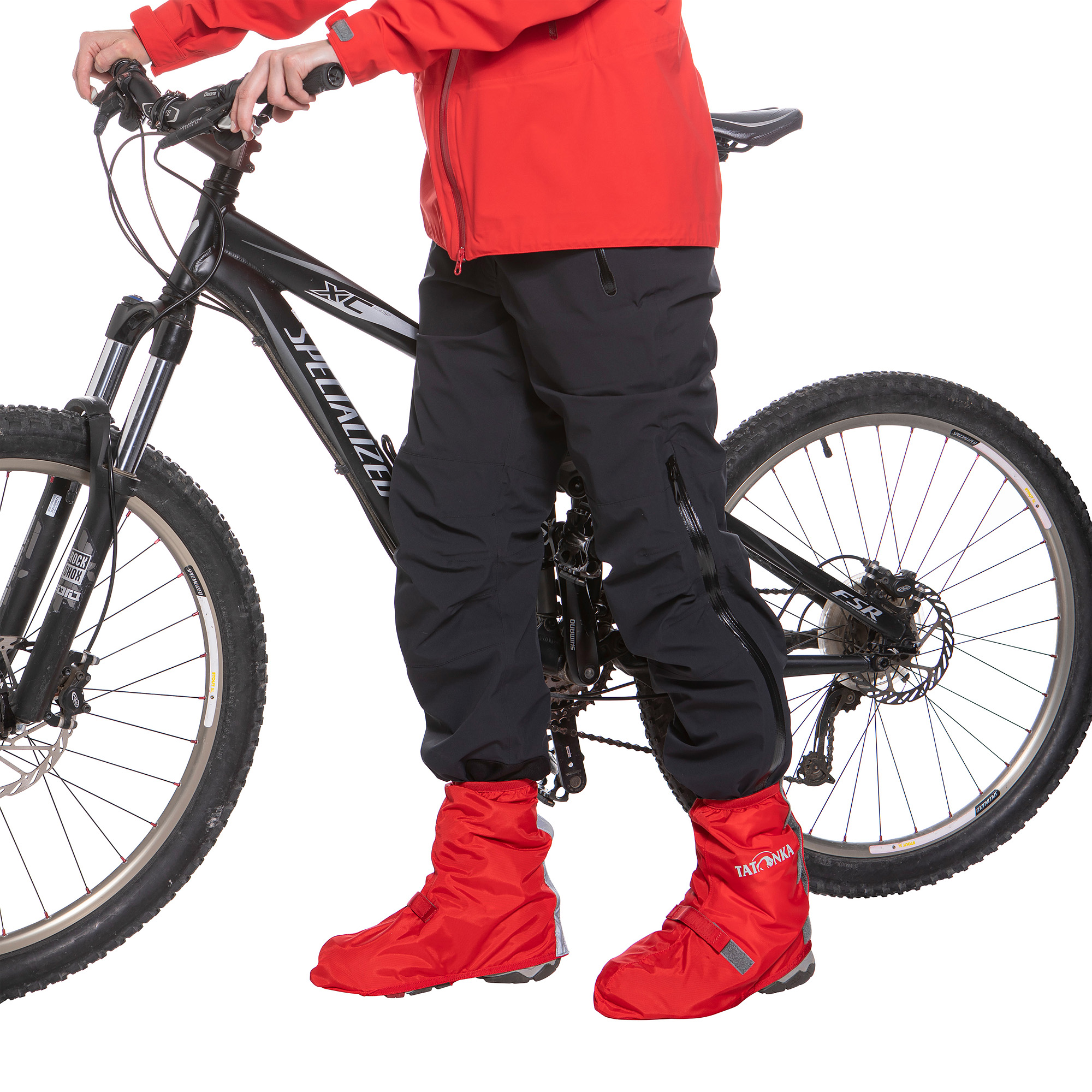 Tatonka Velo Gaiter red rot Gamaschen - Detailansicht Schuhwerk, Schuh, Fahrrad, Fahrzeug, E-Scooter, Tatonka Velo Gaiter red rot Gamaschen - Detailansicht