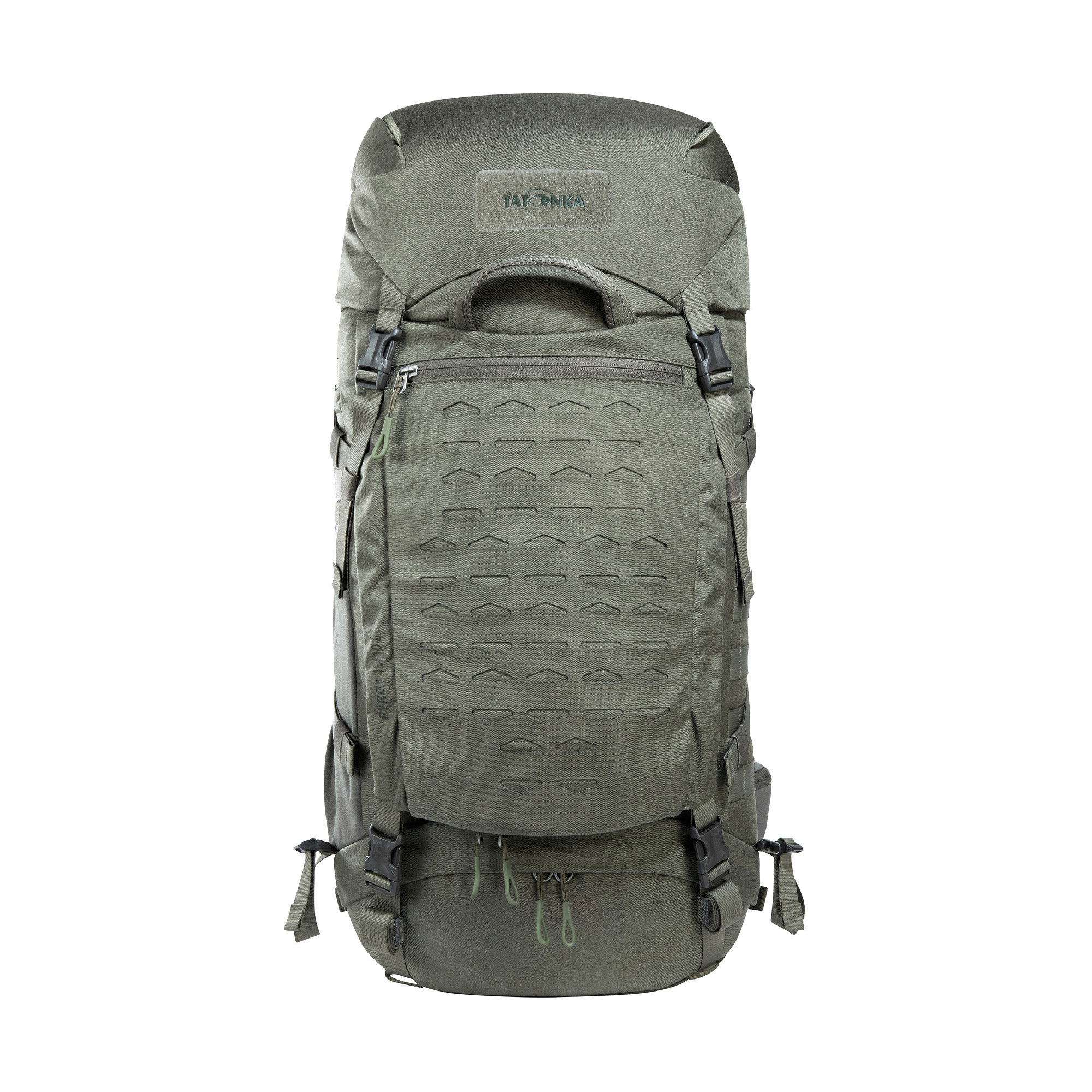 Tasche, Rucksack, Tatonka Pyrox 45+10 BC stone grey olive grau Trekkingrucksäcke - Ansicht frontal-vorne