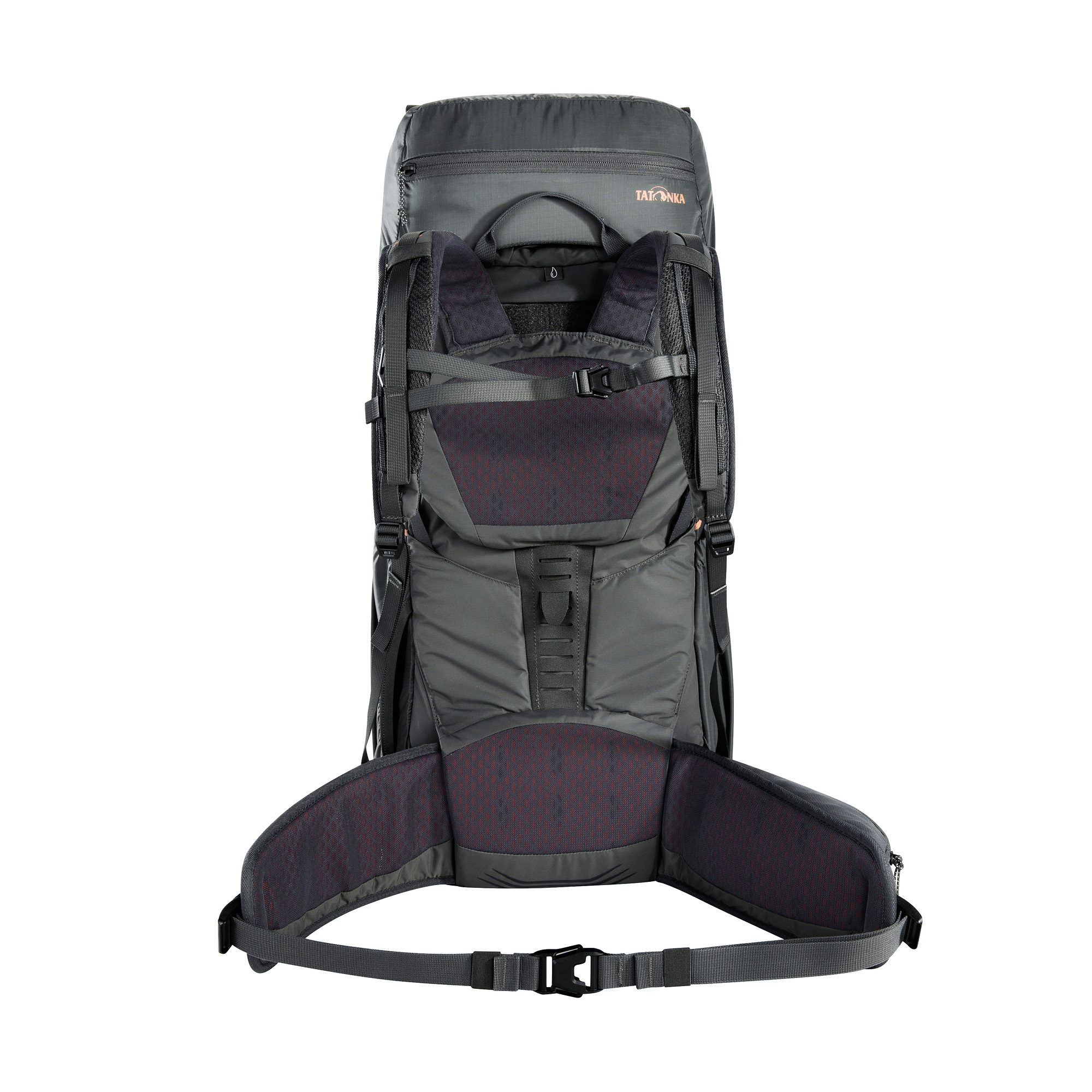 Rucksack, Tourenrucksack, Wandern, Rückenpolster, Gepäckgurt, Tatonka Pyrox Lite 44+10 Women titan grey grau Trekkingrucksäcke - Ansicht frontal-hinten