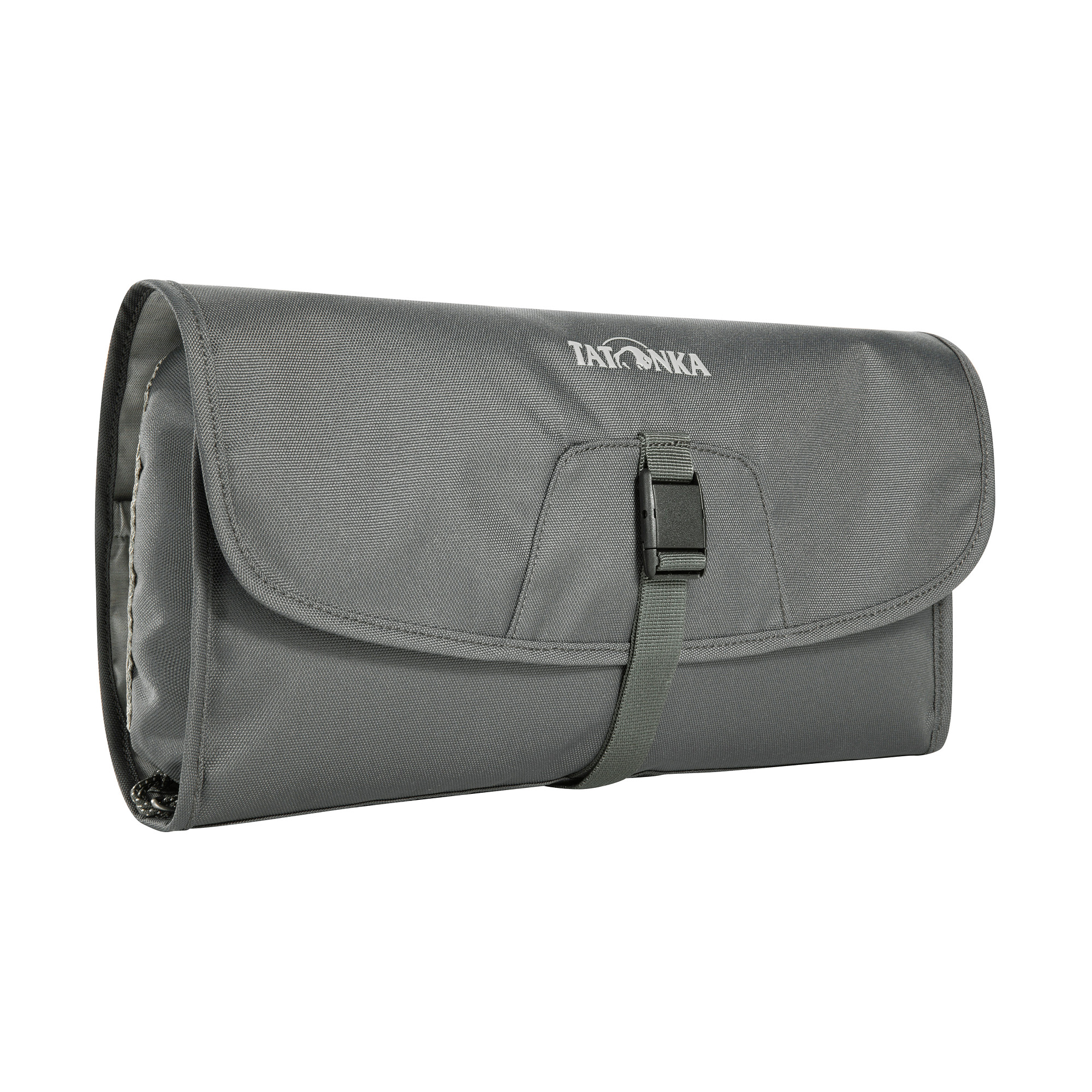 Tasche, Zubehör, Handtasche, Tatonka Travelcare titan grey grau Kulturbeutel - Ansicht seitlich-vorne