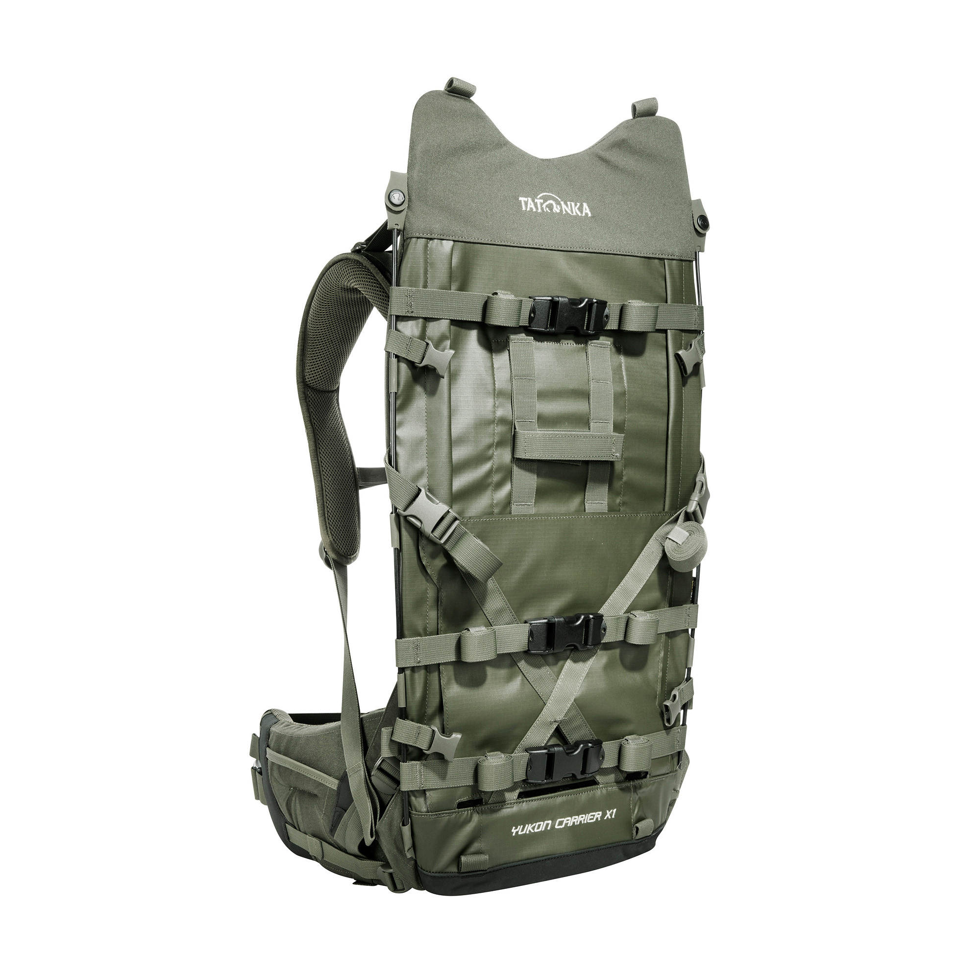 Tatonka Yukon Carrier X1 olive grün Trekkingrucksäcke - Ansicht seitlich-vorne Tasche, Rucksack, Tatonka Yukon Carrier X1 olive grün Trekkingrucksäcke - Ansicht seitlich-vorne