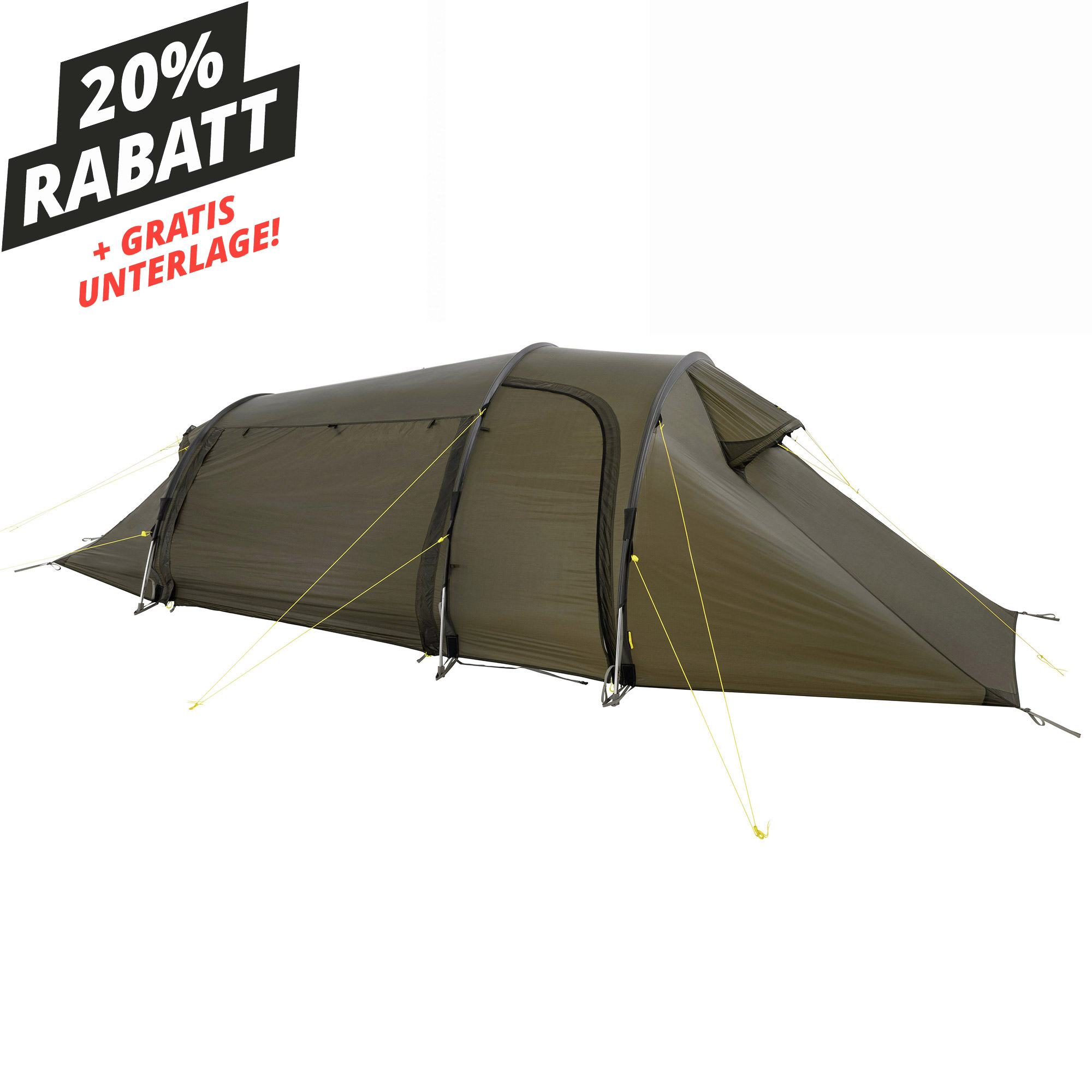 Zelt, Kuppelzelt, Outdoor, Stahlgestänge, Grauoliv, Zelt, Freizeitaktivitäten, Zelt in den Bergen, Natur, Draußen, Zelt, Campen, Zelt in den Bergen, Natur, Draußen, Tatonka Grönland 2 Vent LT stone grey olive grau 2-Personen-Zelte - Ansicht seitlich-vorne