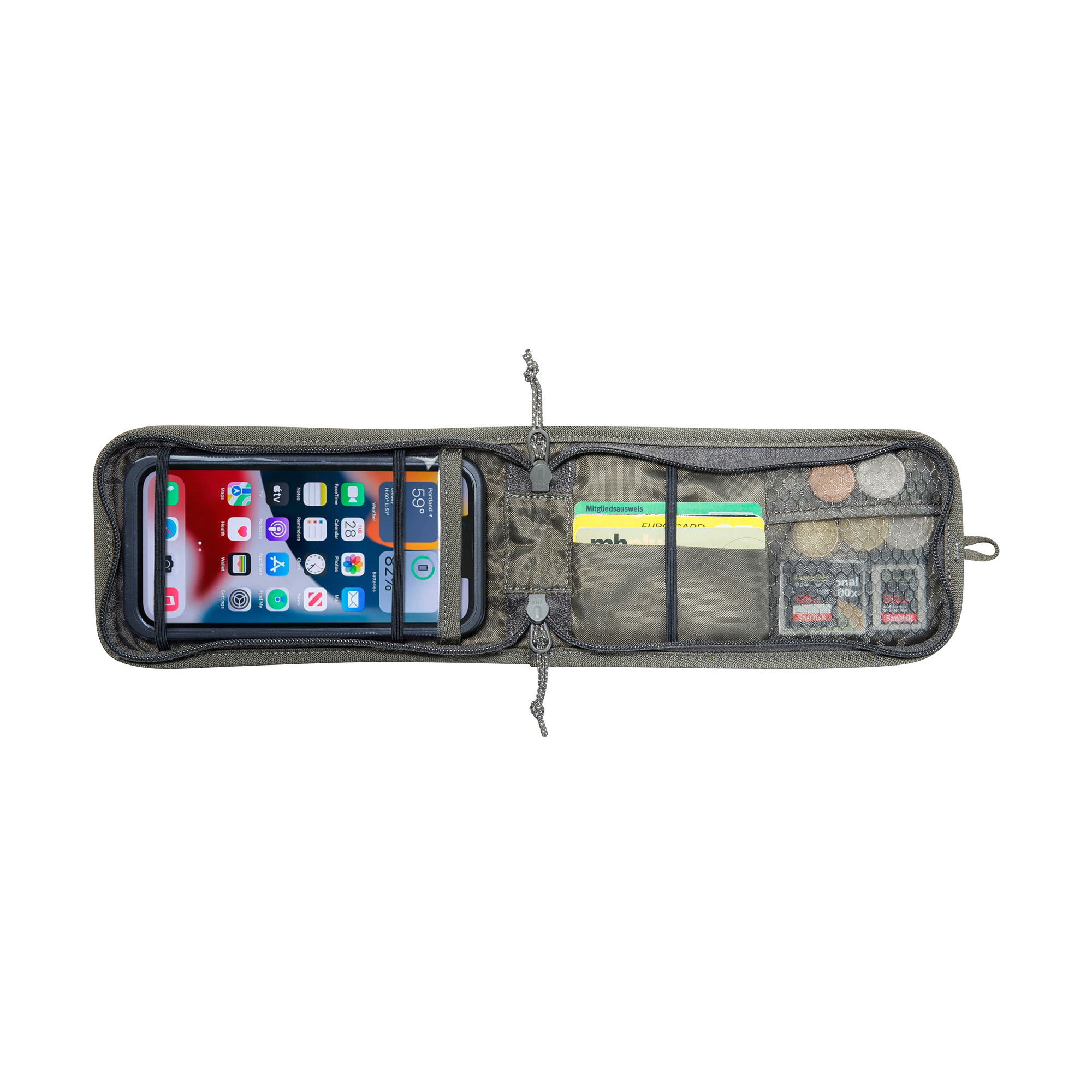 organizer, Tasche, Mehrfachfächer, Geldbörsen-Einsatz, Kartenhalter, Tatonka Smartphone Pouch 6,9" BC stone grey olive grau - Detailansicht