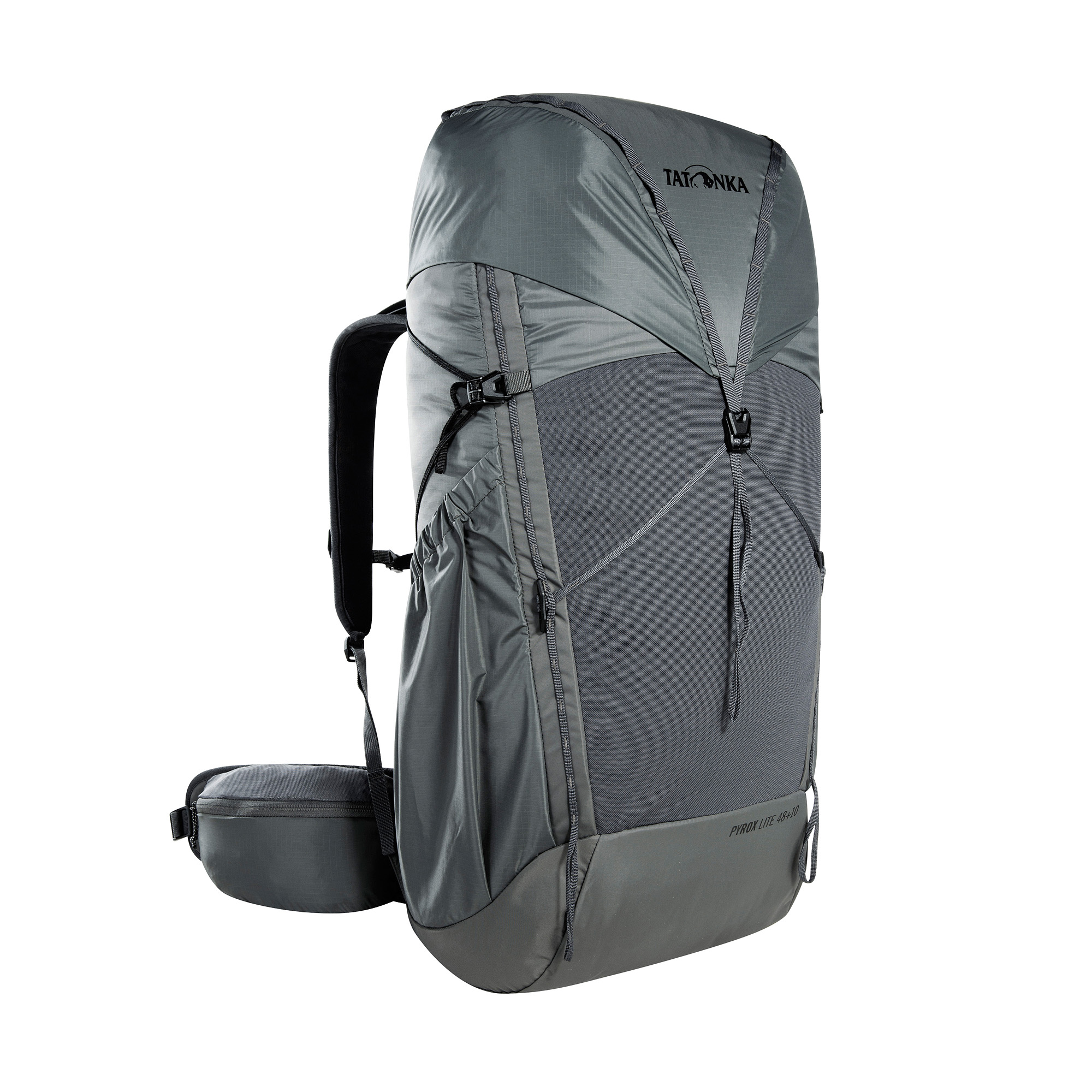 Rucksack, Rucksack, Rucksack, Kompakt, Wandern, Tatonka Pyrox Lite 48+10 titan grey grau - Ansicht seitlich-vorne