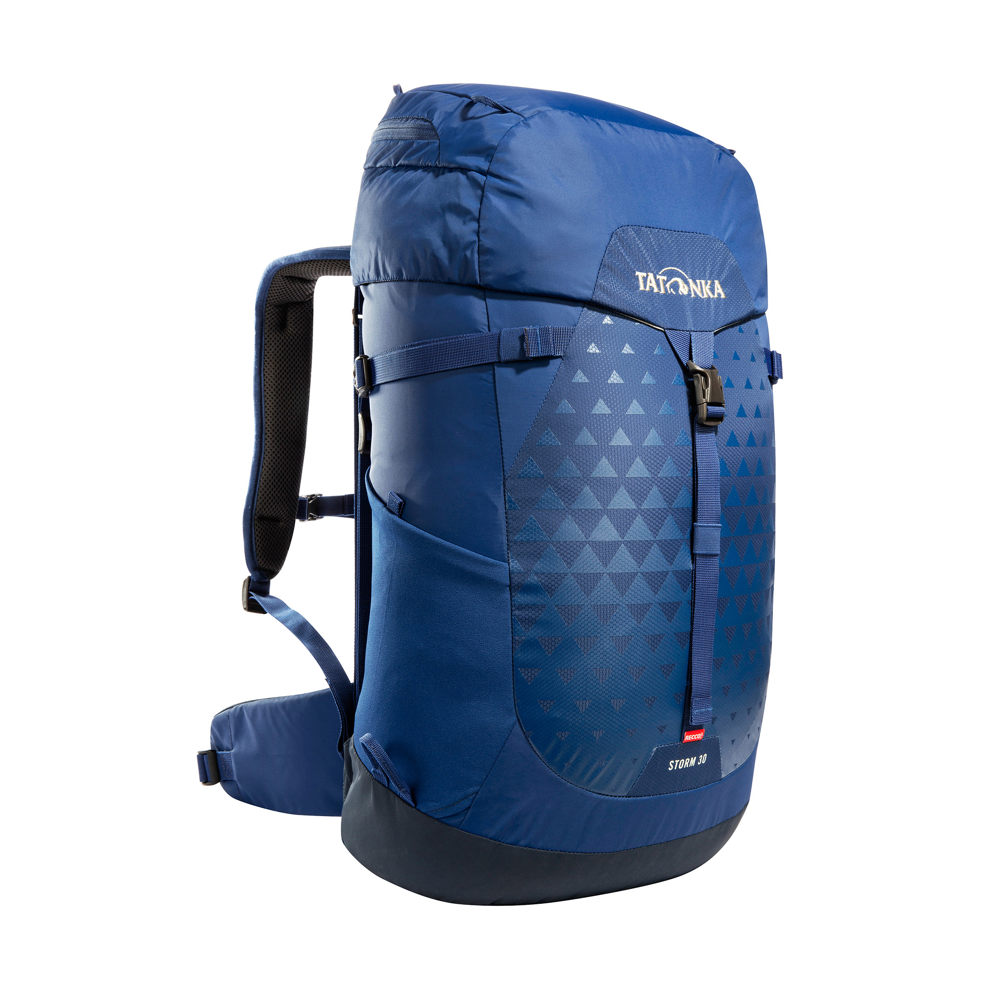 Tatonka Storm 30 RECCO darker blue blau Wanderrucksäcke - Ansicht seitlich-vorne Tasche, Rucksack, Tatonka Storm 30 RECCO darker blue blau Wanderrucksäcke - Ansicht seitlich-vorne
