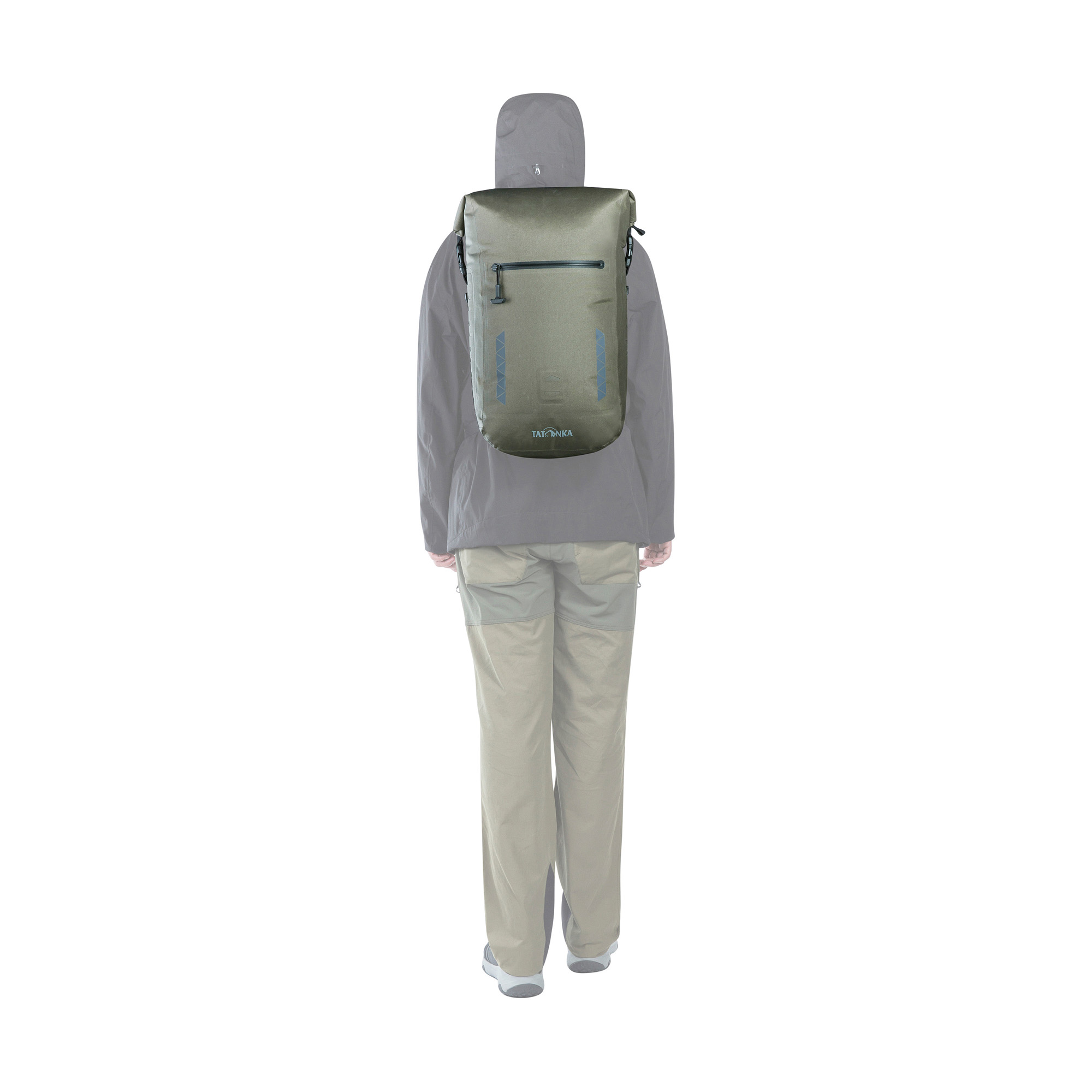 Tasche, Erwachsener, Männlich, Mann, Person, Tatonka Commuter Rolltop 25 WP stone grey olive grau Tagesrucksäcke - Detailansicht