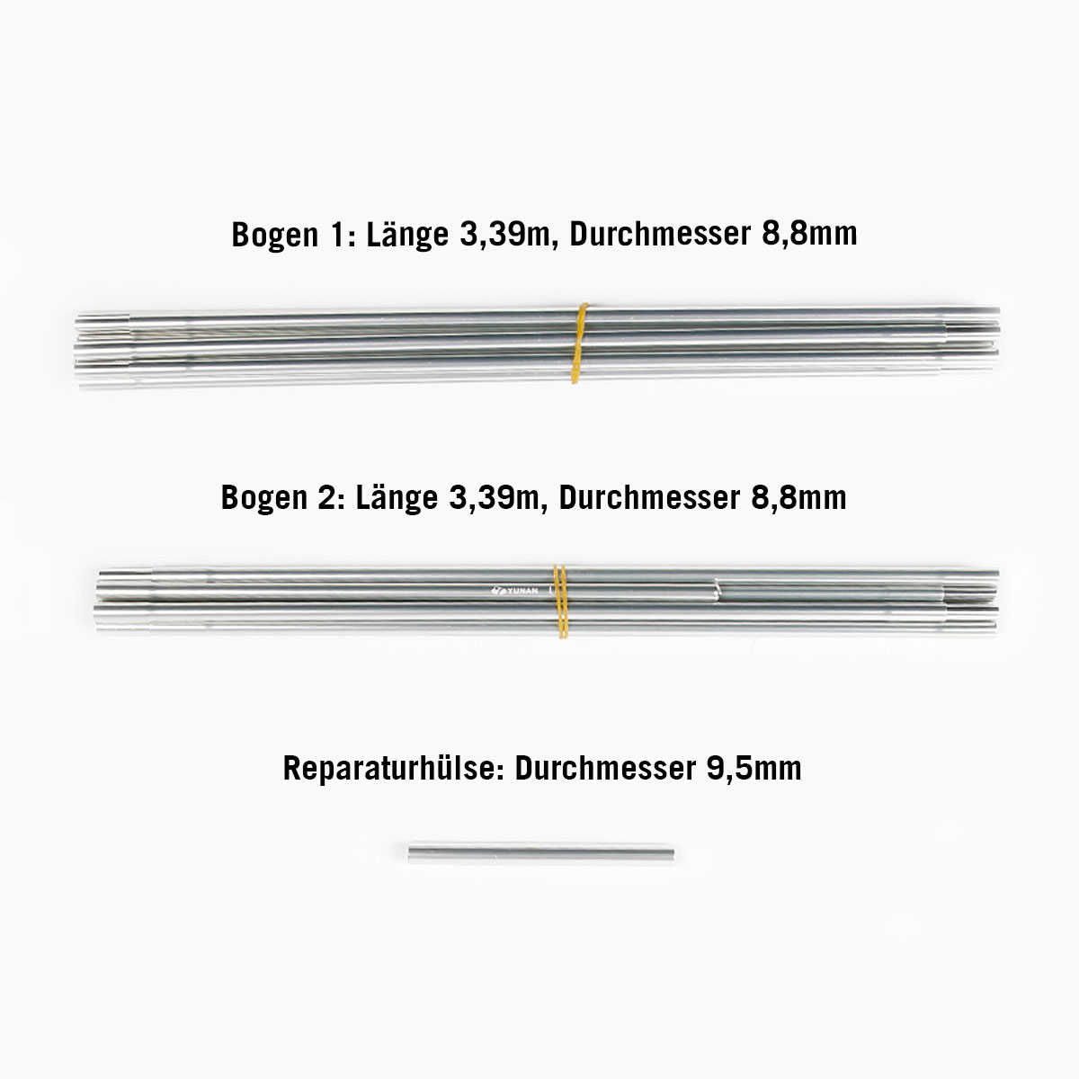 Tatonka Orbit 3 Gestängeset Zeltersatzteile - Ansicht seitlich-vorne Aluminium, Tatonka Orbit 3 Gestängeset Zeltersatzteile - Ansicht seitlich-vorne