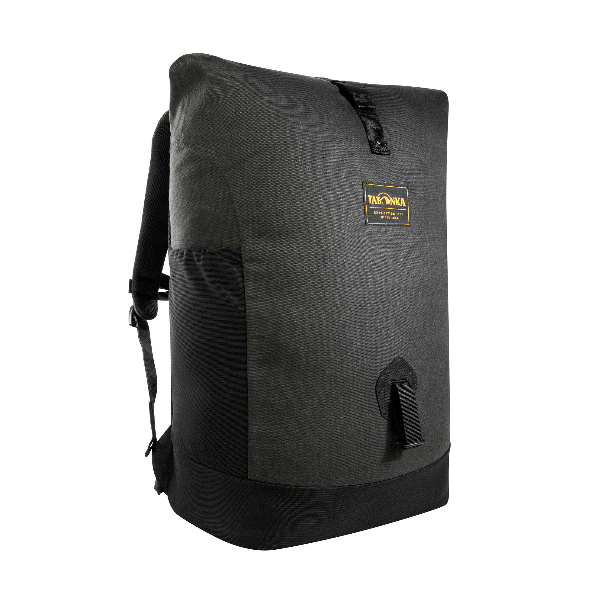 Tatonka Grip Rolltop Pack 34 Kapok black schwarz Tagesrucksäcke - Ansicht seitlich-vorne Tasche, Rucksack, Tatonka Grip Rolltop Pack 34 Kapok black schwarz Tagesrucksäcke - Ansicht seitlich-vorne