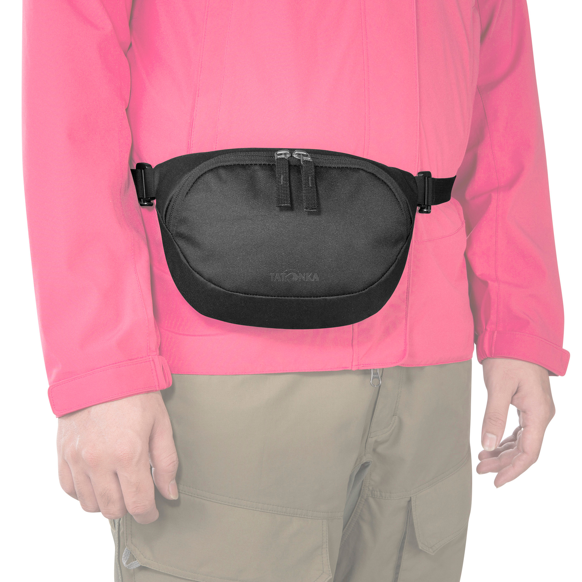 Bekleidung, Mantel, Langarm, Jacke, Person, Tatonka Hip Belt Pouch S black schwarz Bauchtaschen - Detailansicht