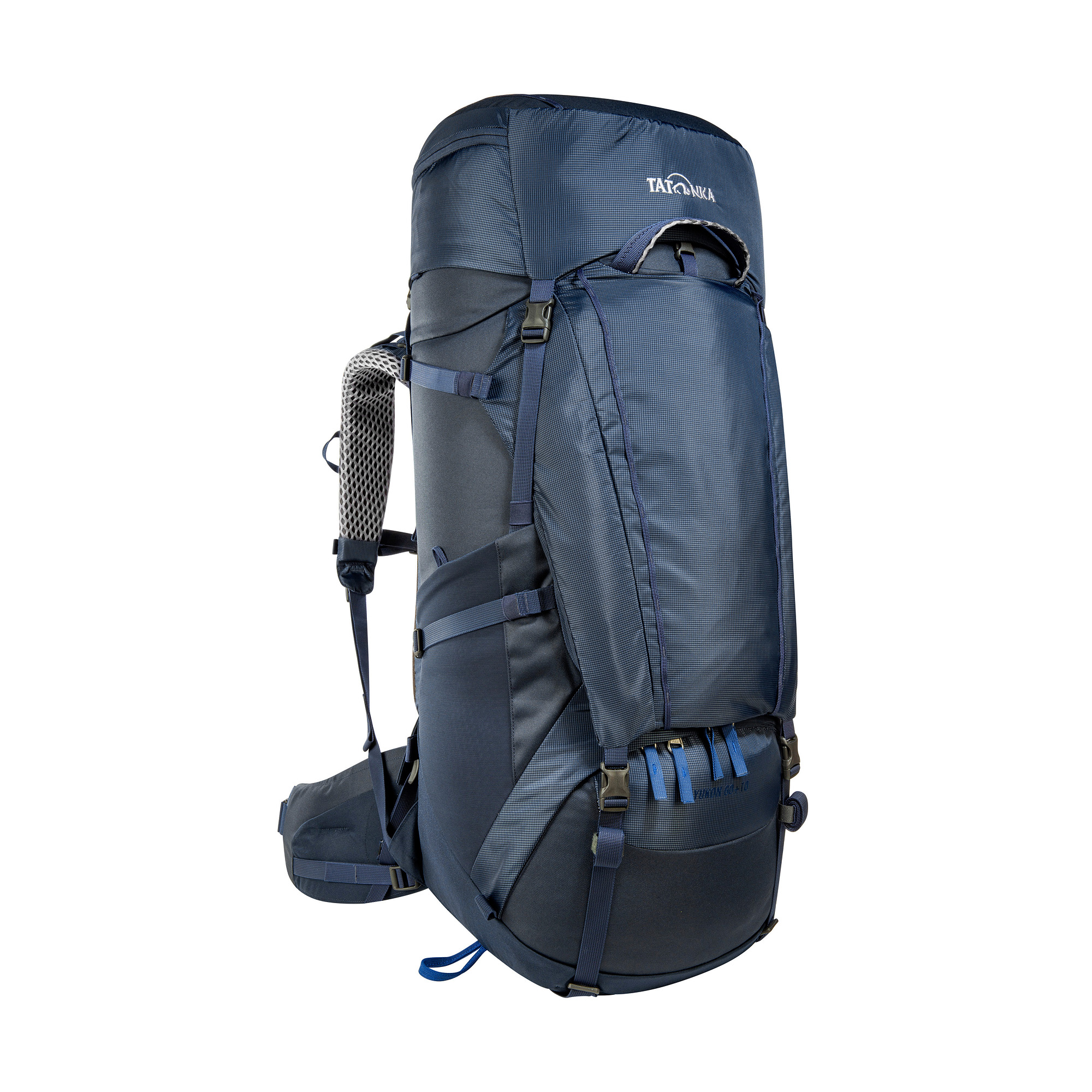 Tatonka Yukon 60+10 navy blau Trekkingrucksäcke - Ansicht seitlich-vorne Tasche, Rucksack, Tatonka Yukon 60+10 navy blau Trekkingrucksäcke - Ansicht seitlich-vorne