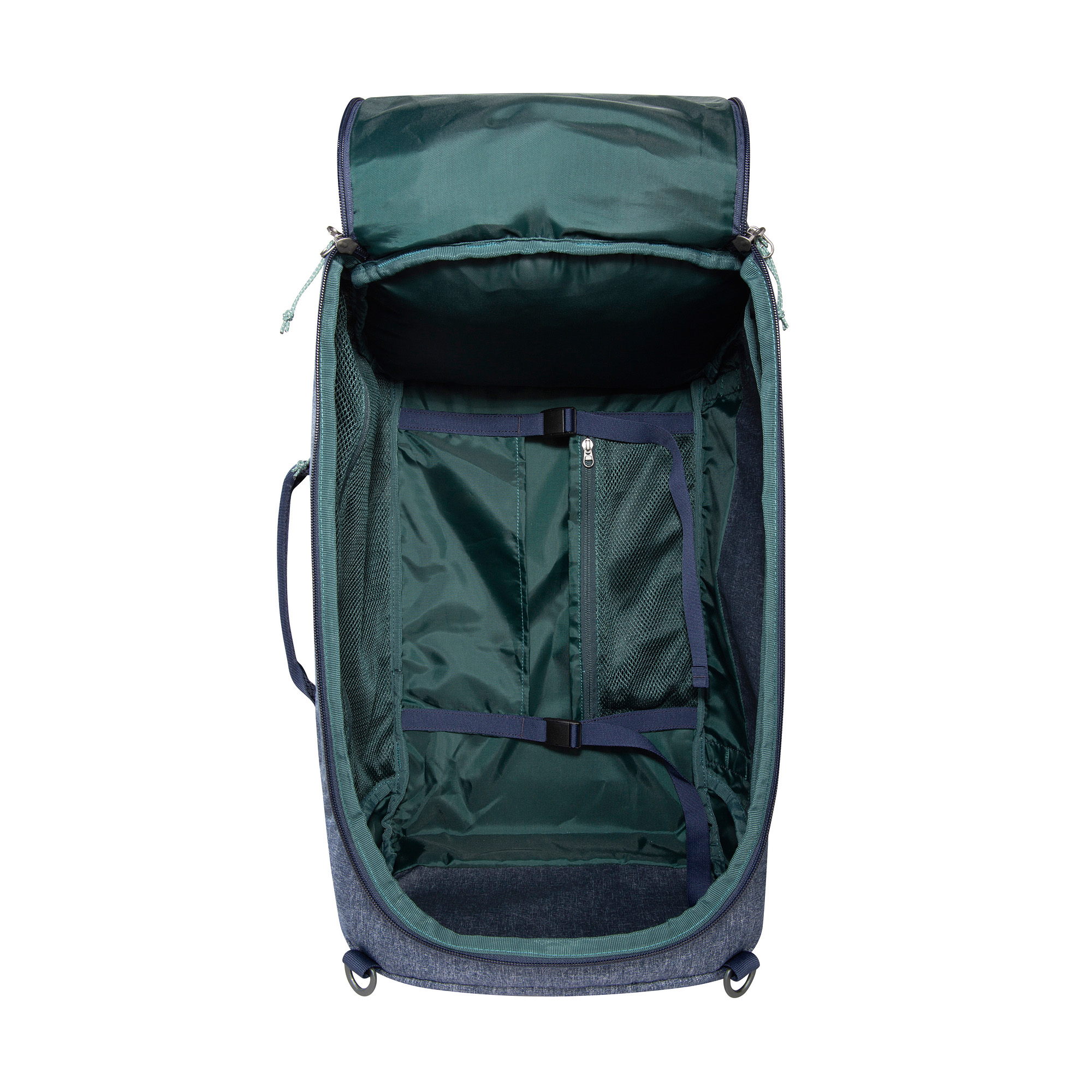 Reise-Koffer, Slimmer Koffer, Hülle Innenraum, Verstaumöglichkeiten, Rollen-Koffer, Tatonka Duffle Bag 45 navy blue blau Reisetaschen - Detailansicht