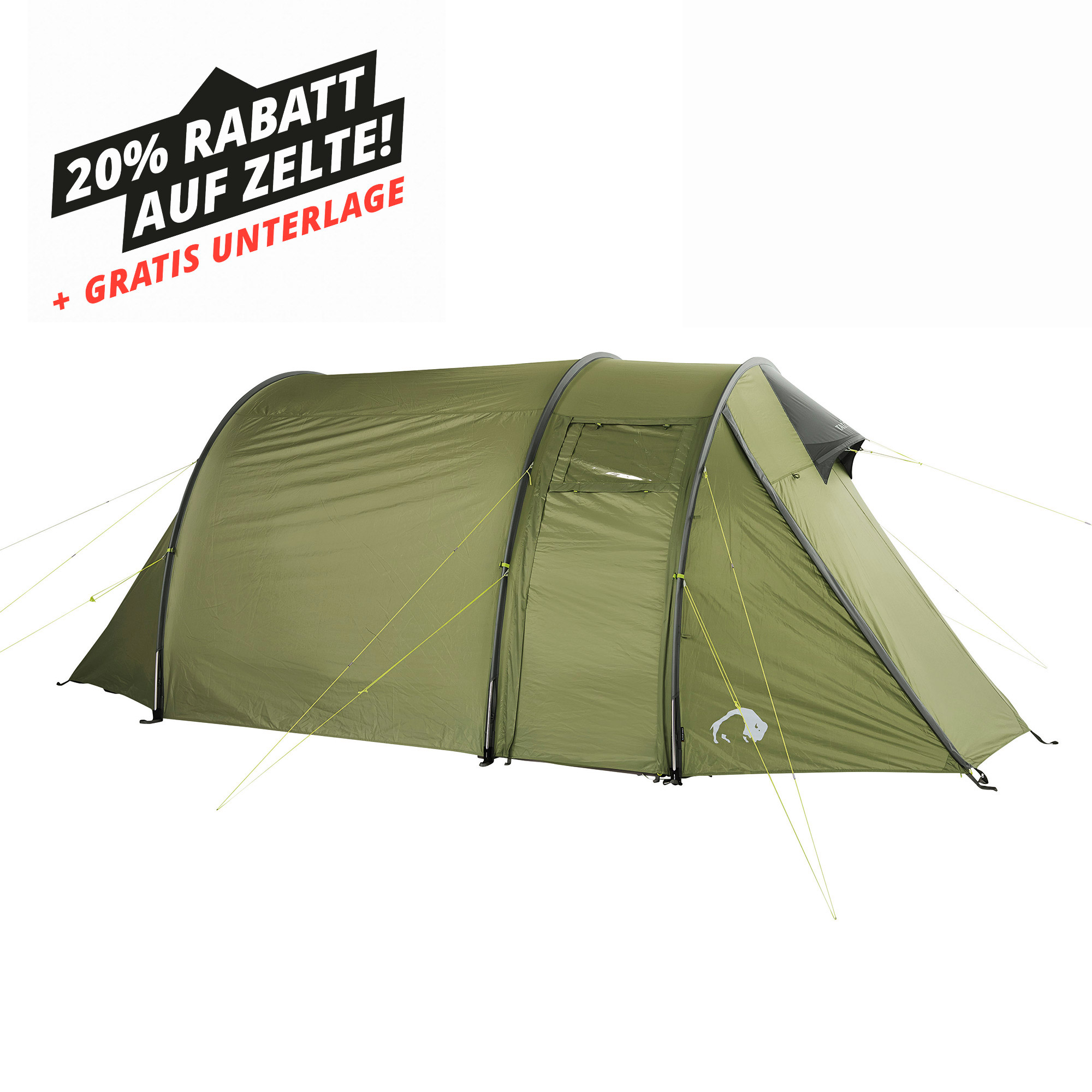 Zelt, Campen, Zelt in den Bergen, Natur, Draußen, Zelt, Campen, Zelt in den Bergen, Natur, Draußen, Zelt, Campen, Zelt in den Bergen, Natur, Draußen, Tatonka Alaska 3 DLX light olive grün 3-Personen-Zelte - Ansicht seitlich-vorne