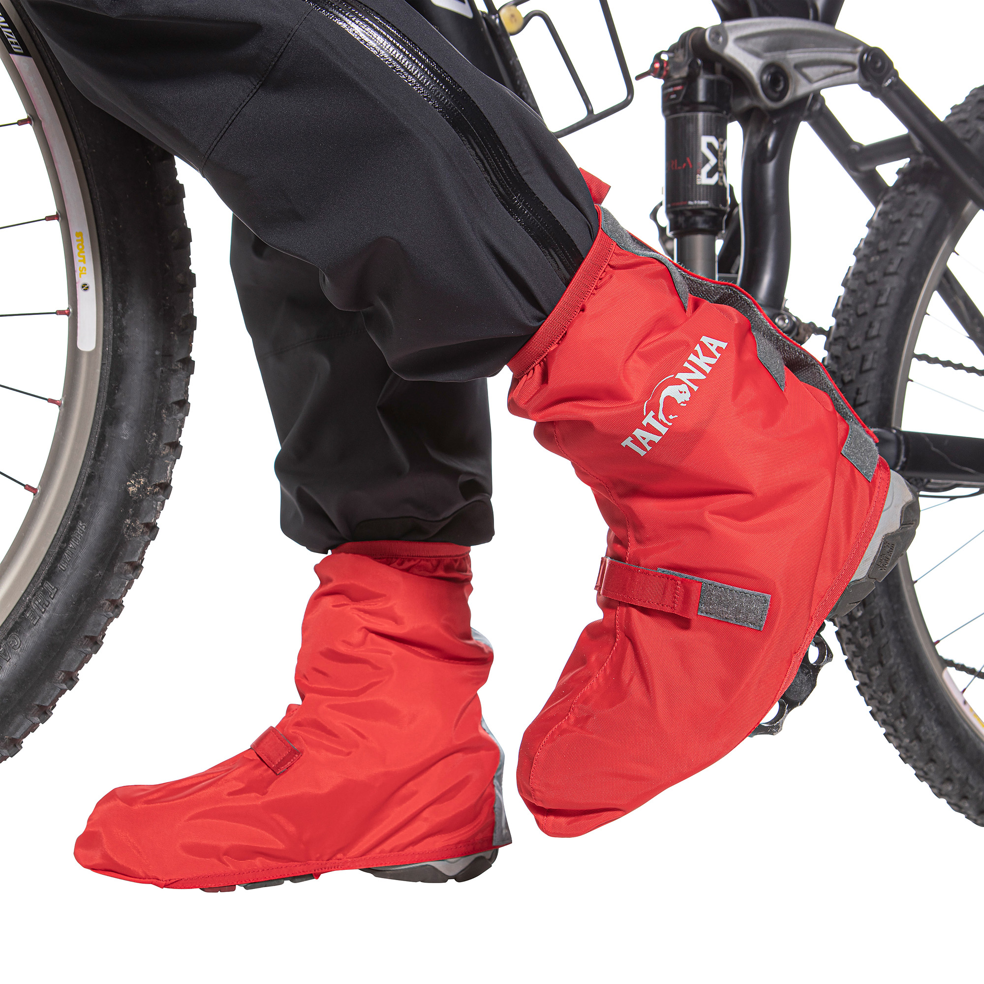 Tatonka Velo Gaiter red rot Gamaschen - Detailansicht Maschine, Rad, Schuhe, Schuh, Fahrrad, Tatonka Velo Gaiter red rot Gamaschen - Detailansicht