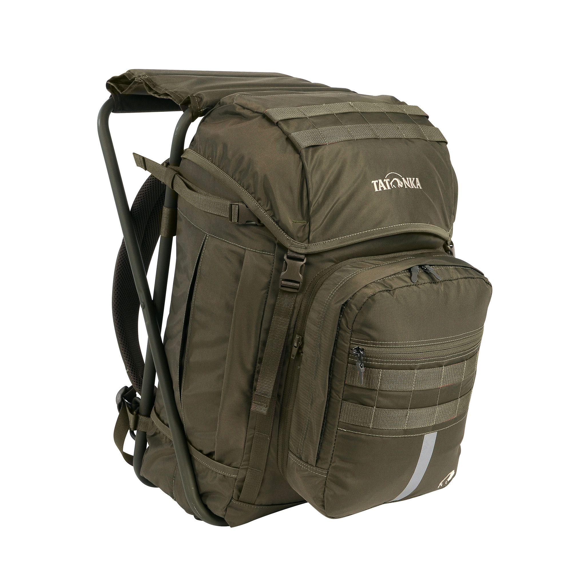 Tatonka Petri Chair olive grün Wanderrucksäcke - Ansicht seitlich-vorne Tasche, Rucksack, Tatonka Petri Chair olive grün Wanderrucksäcke - Ansicht seitlich-vorne