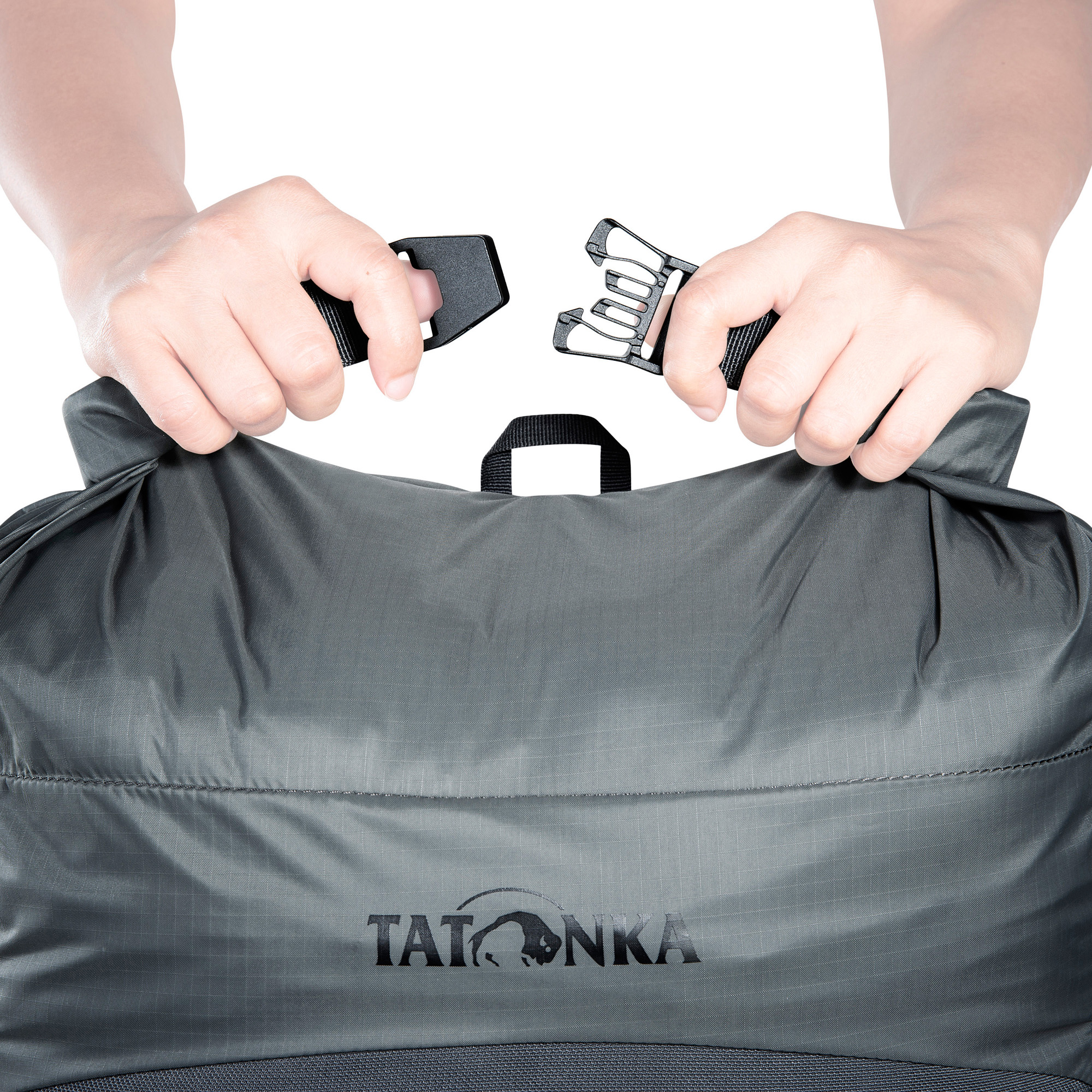 Rucksack, Reißverschluss, Gurtsystem, Nylon, Grau, Tatonka Pyrox Lite 48+10 titan grey grau - Detailansicht