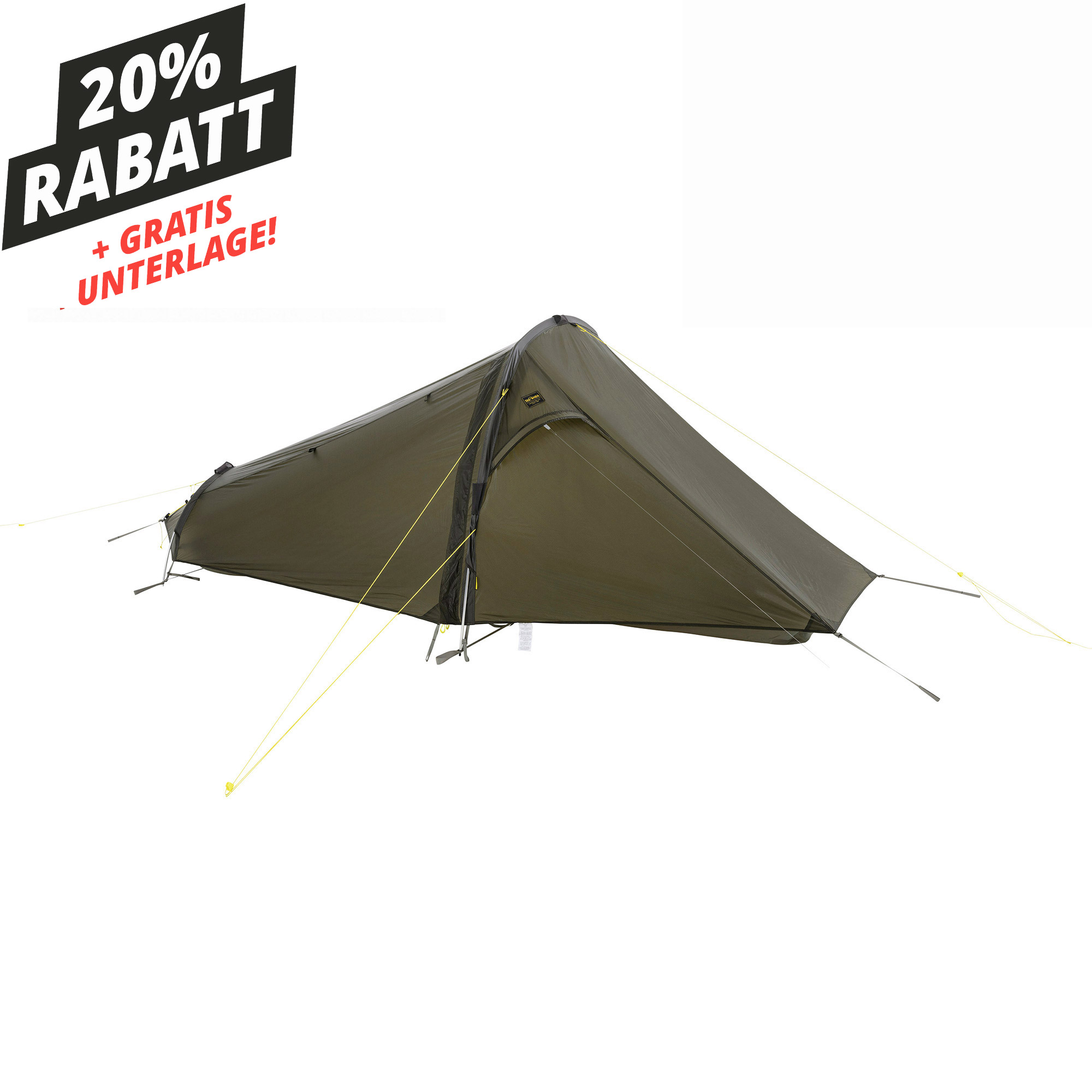 Zelt, Tarpzelt, Campingzelt, Dreieckschnitt, Außenbereich, Zelt, Freizeitaktivitäten, Zelt in den Bergen, Natur, Draußen, Zelt, Campen, Zelt in den Bergen, Natur, Draußen, Tatonka Kyrkja LT stone grey olive grau 1-Personen-Zelte - Ansicht seitlich-vorne