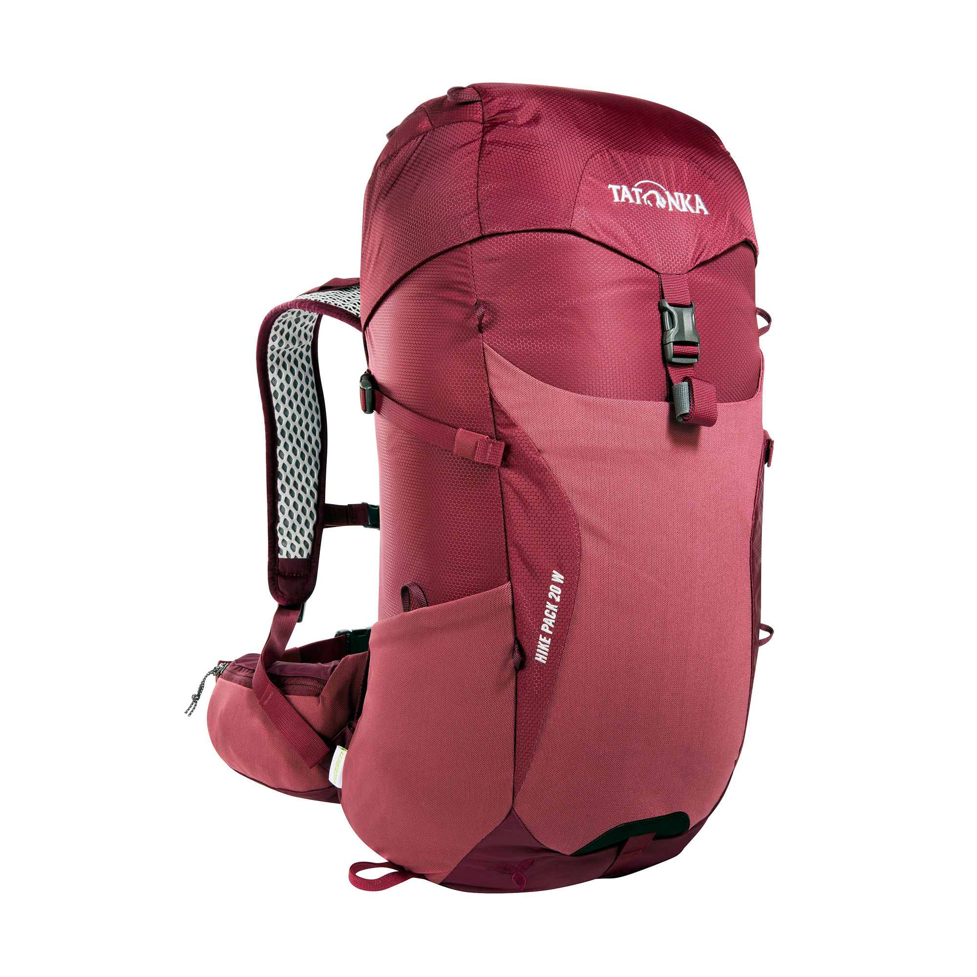 Tatonka Hike Pack 20 Women bordeaux red rot Wanderrucksäcke - Ansicht seitlich-vorne Tasche, Rucksack, Tatonka Hike Pack 20 Women bordeaux red rot Wanderrucksäcke - Ansicht seitlich-vorne