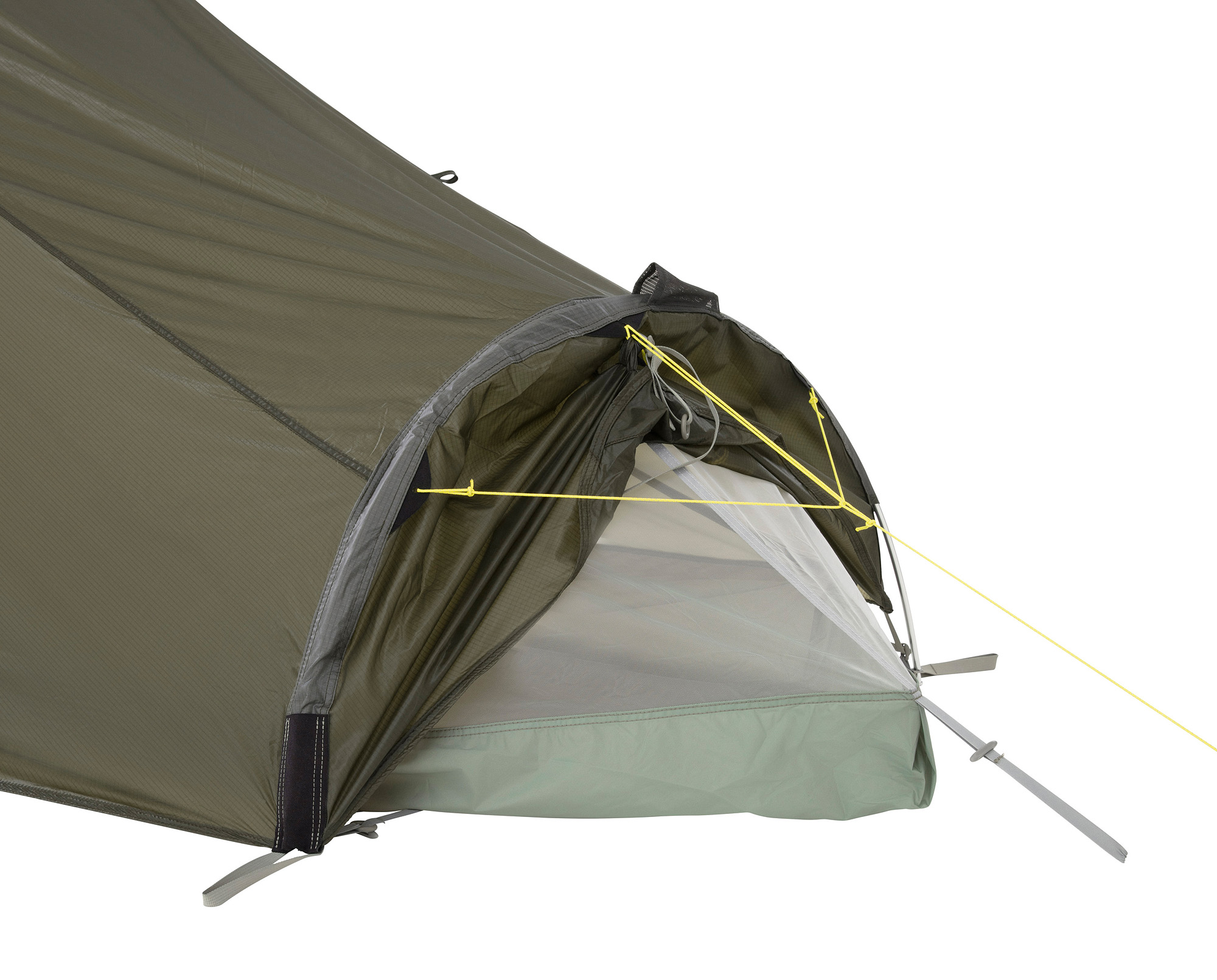 Zelt, Campen, Zelt in den Bergen, Natur, Draußen, Tatonka Kyrkja LT stone grey olive grau 1-Personen-Zelte - Ansicht frontal-vorne