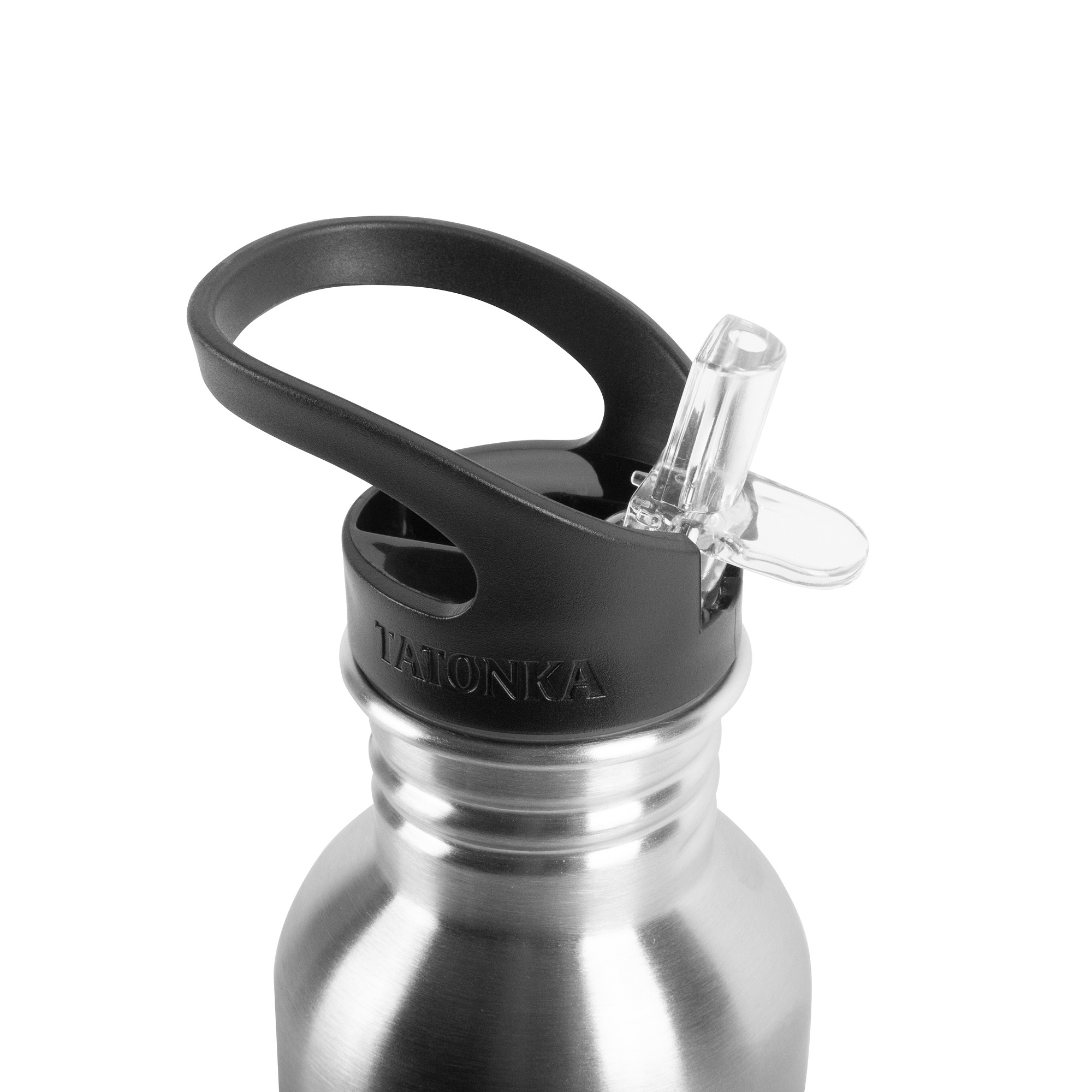 Flasche, Wasserflasche, Rauchrohr, Tatonka Sports Lid black schwarz Trinkflaschen - Ansicht frontal-hinten