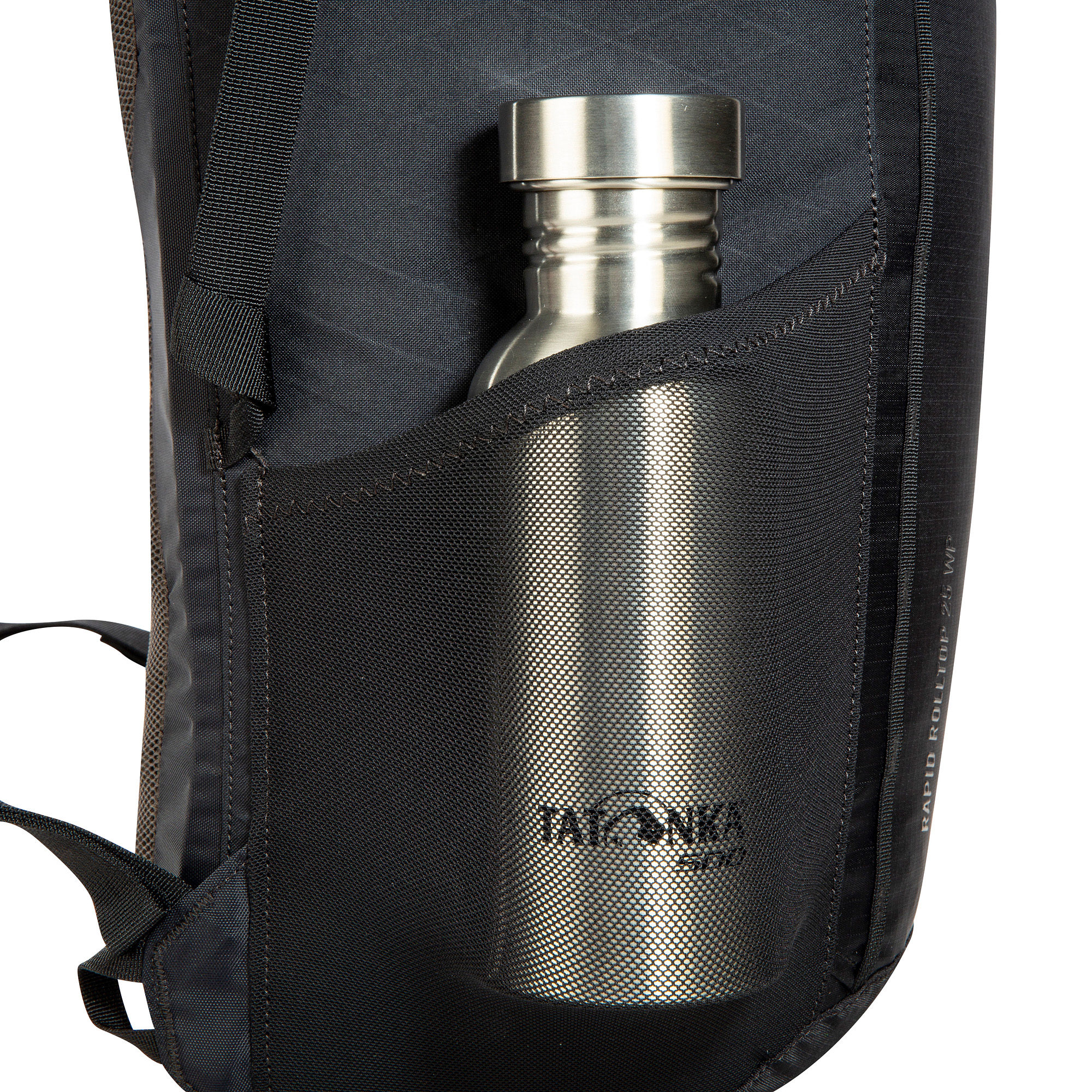 Flasche, Wasserflasche, Tatonka Rapid Rolltop 25 WP black schwarz Tagesrucksäcke - Detailansicht