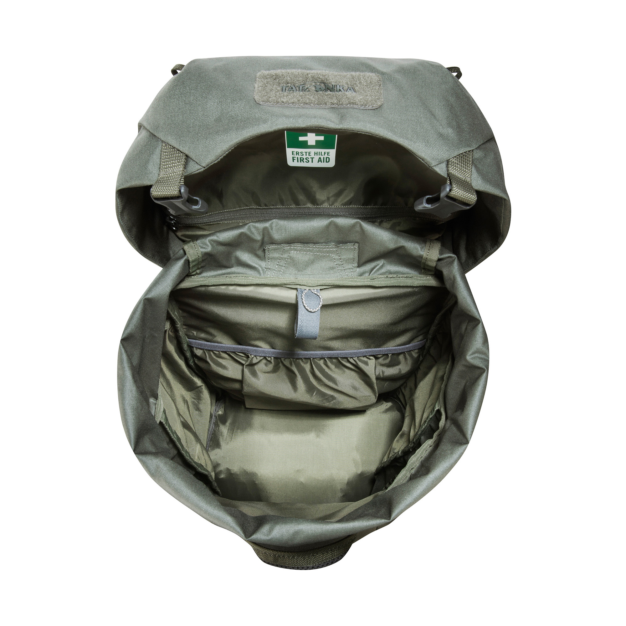 Tasche, Kleidung, Mantel, Rucksack, Tatonka Pyrox 45+10 BC stone grey olive grau Trekkingrucksäcke - Detailansicht