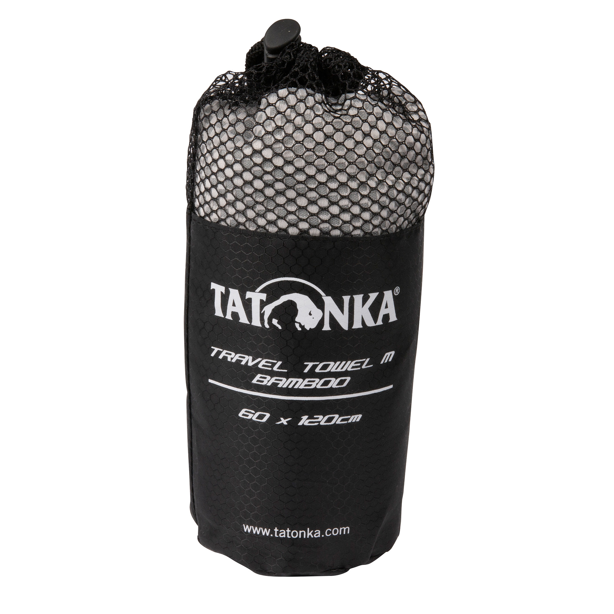 Elektrisches Gerät, Mikrophon, Flasche, Shaker, Tatonka Travel Towel Bamboo M grey grau Reisezubehör - Ansicht frontal-vorne